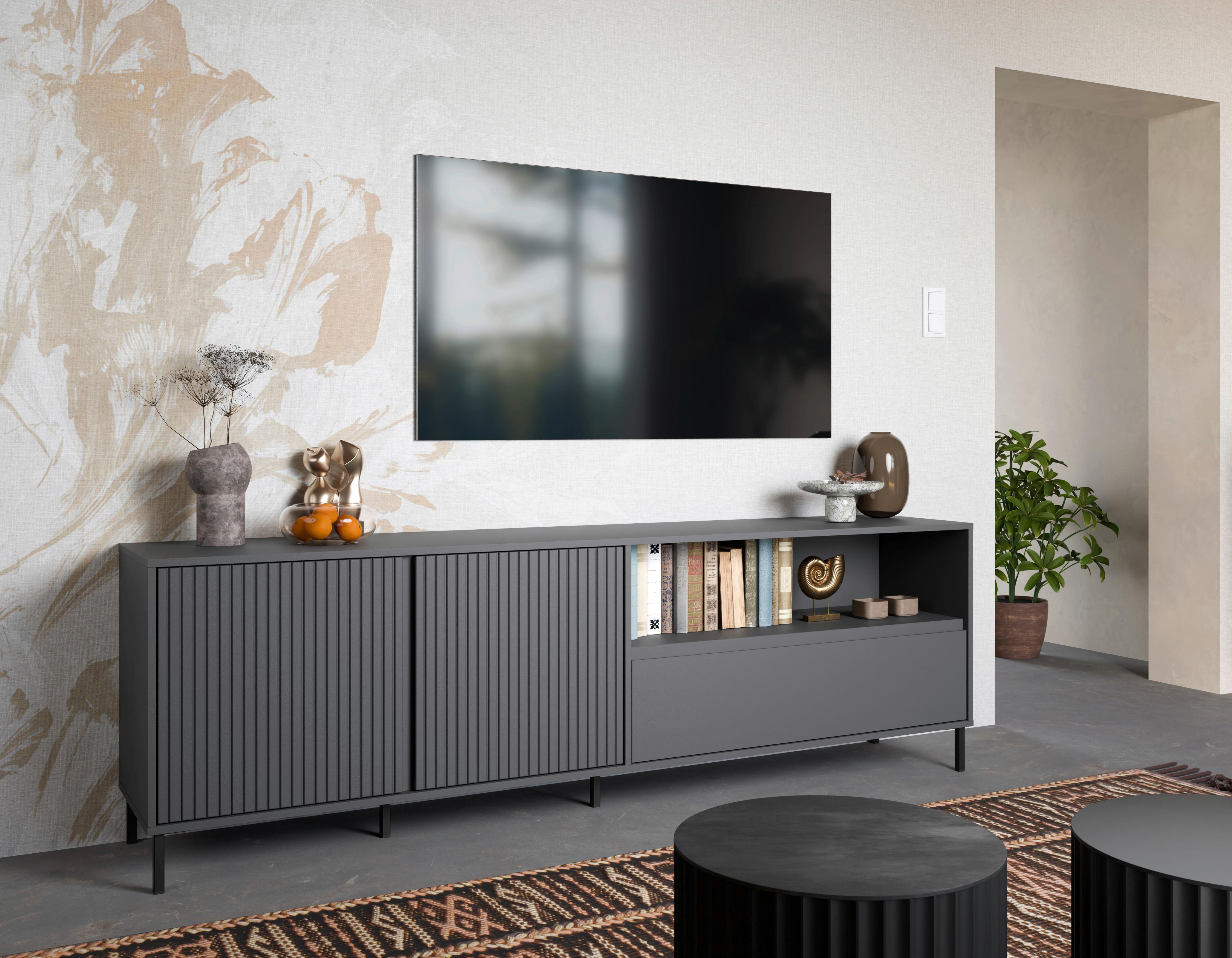 Tv-element Avenale, Antracit - črna/antracit, Trend, kovina/leseni material (207,8/65,4/40cm)