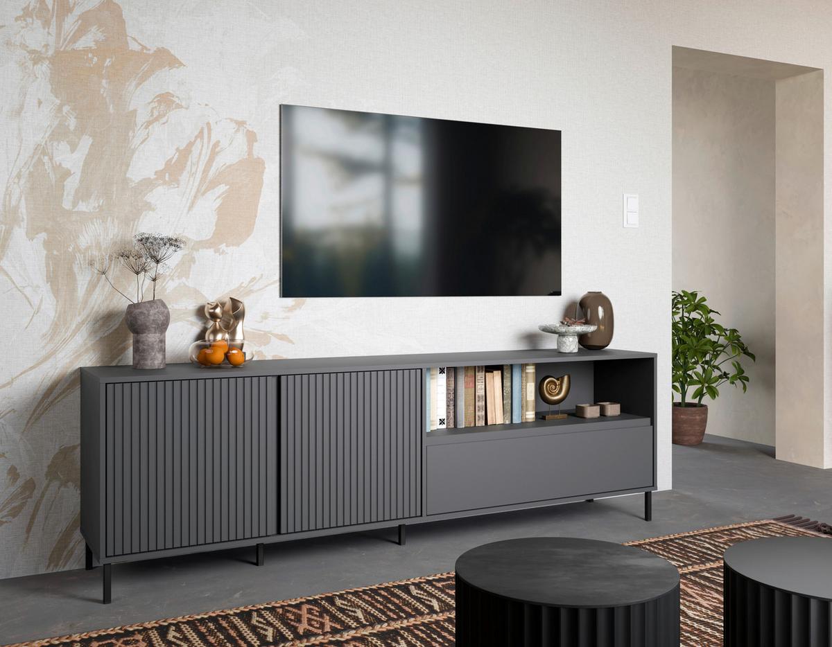 Tv-element Avenale, Antracit - črna/antracit, Trend, kovina/leseni material (207,8/65,4/40cm)