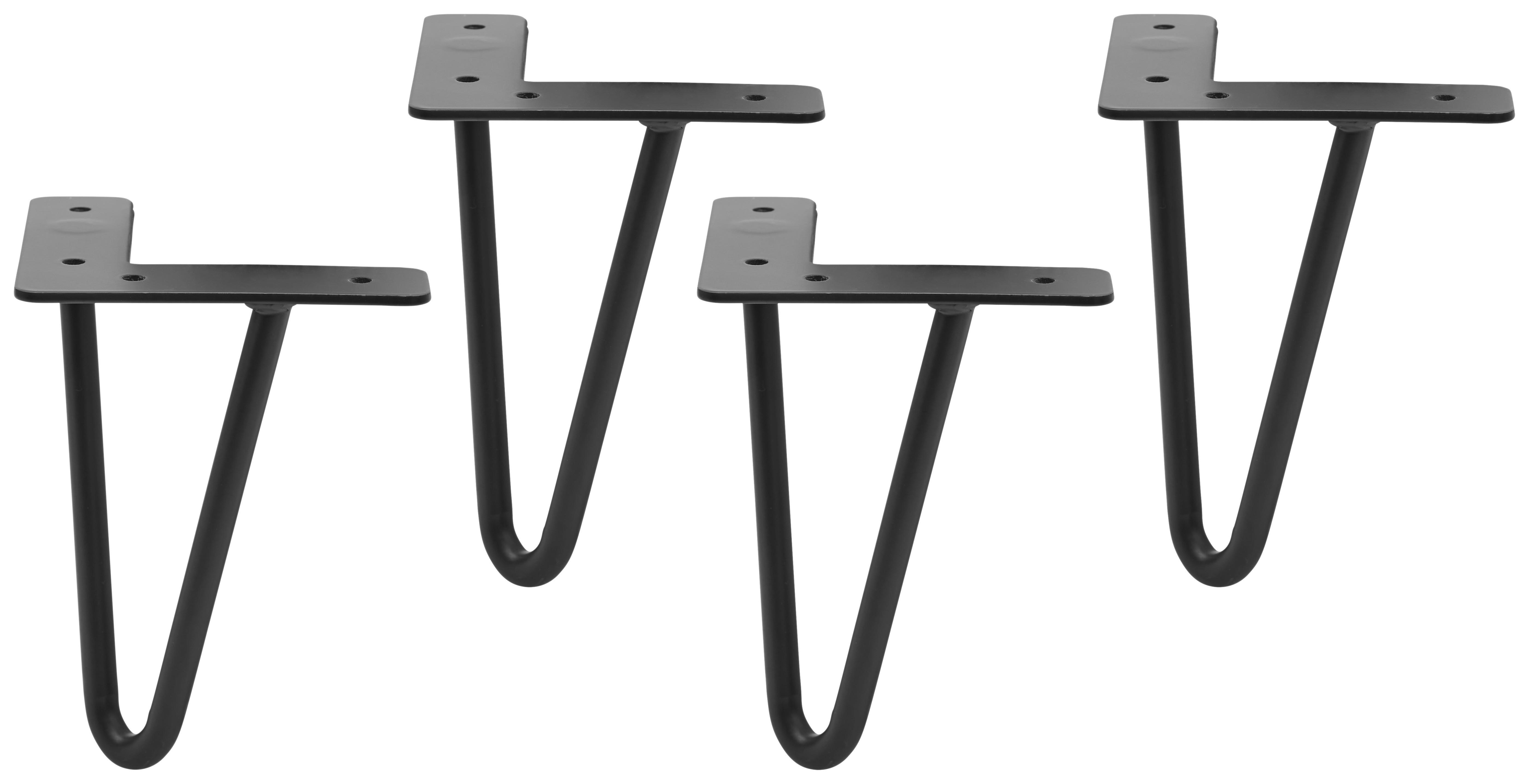 Fußset in Grau/Schwarz, 4-teilig - Schwarz/Grau, MODERN (11/15/11cm) - Based