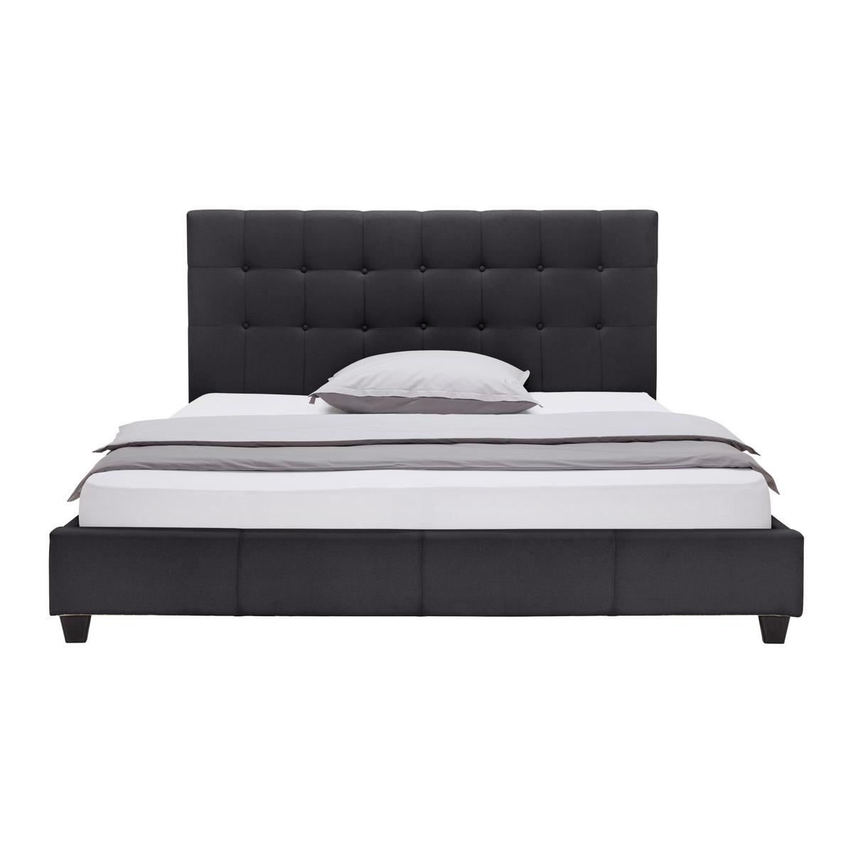 Pat tapițat negru Frederico cca 180X200 negru - negru, Modern, metal/lemn (180/200cm) - Bessagi Home