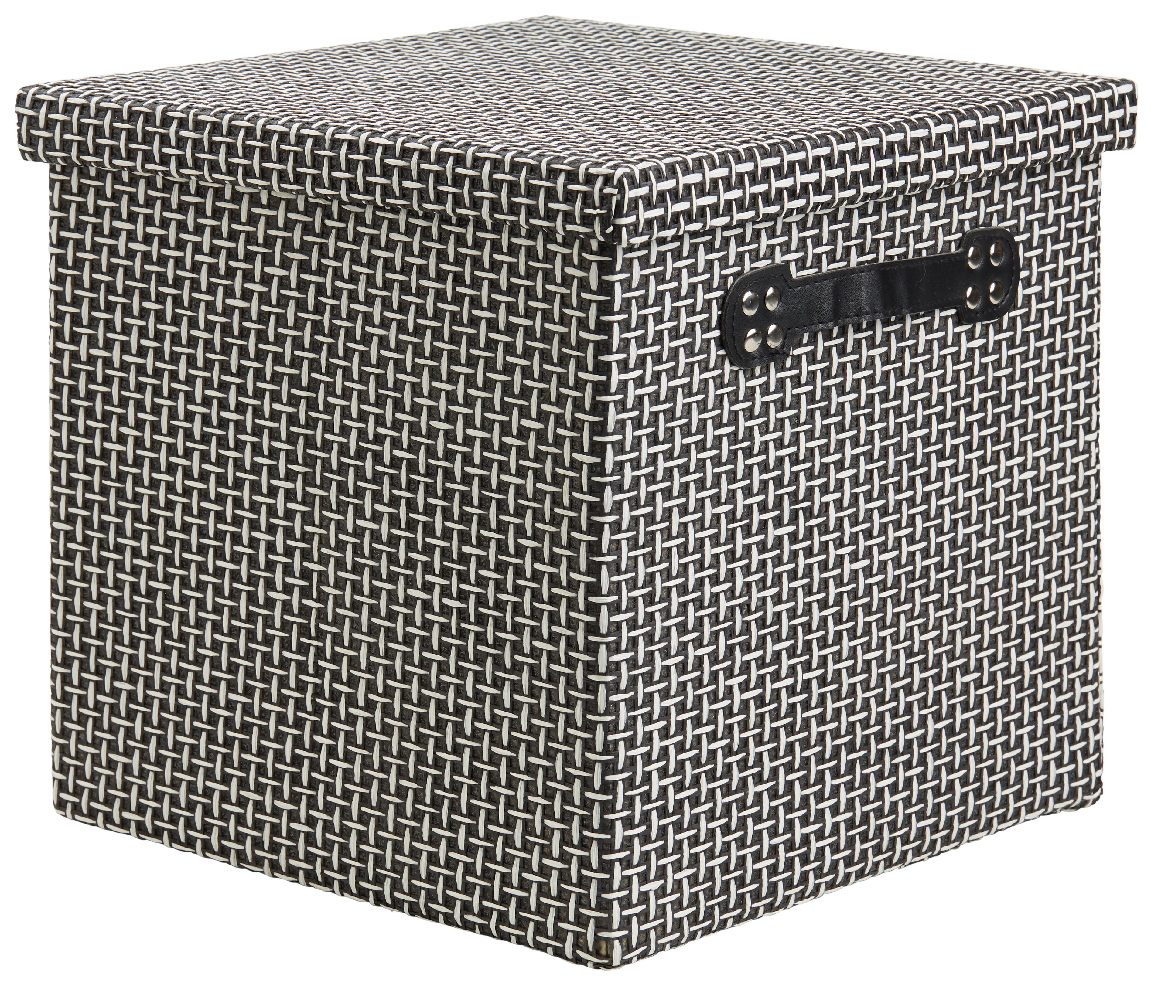 Box mit Deckel Foldable in Schwarz/Weiß - Schwarz/Weiß, Karton/Papier (29,5/28/30cm) - Mömax