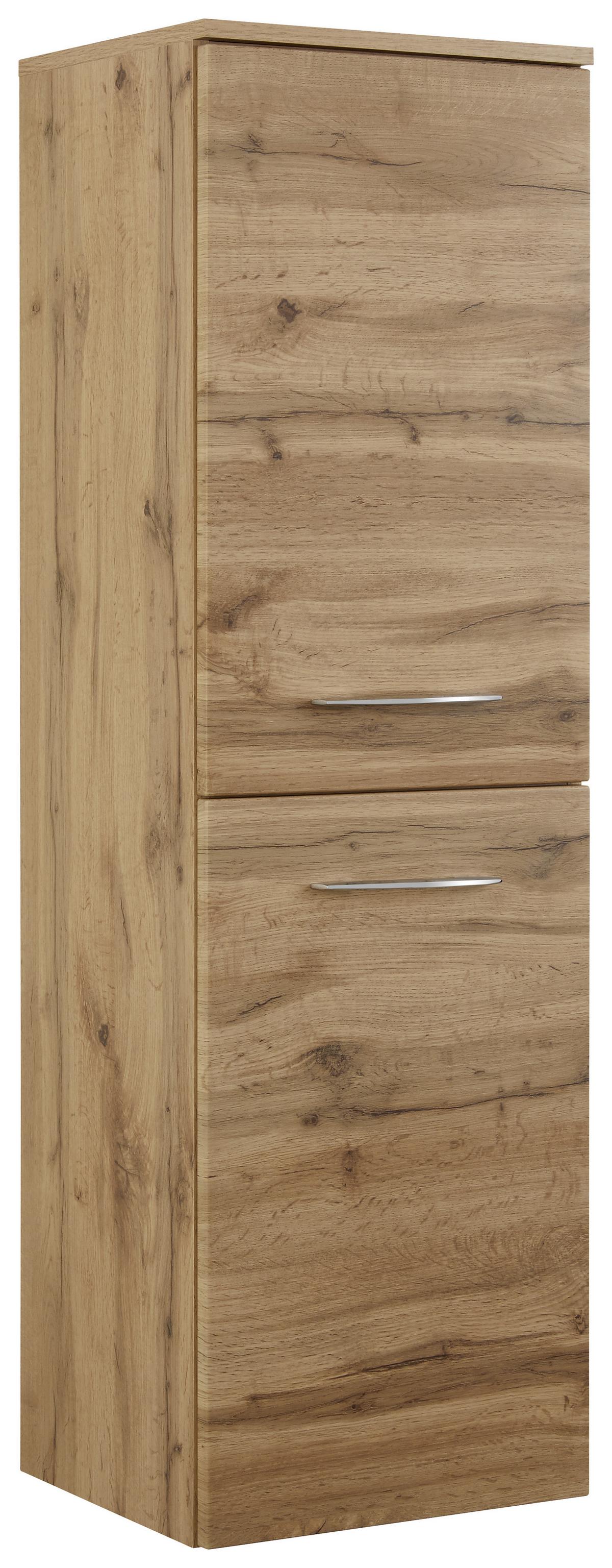 Srednje Visoka Omara Florida, Barva Hrasta - barve kroma/barve hrasta, Moderno, kovina/leseni material (40/130/35cm) - Premium Living