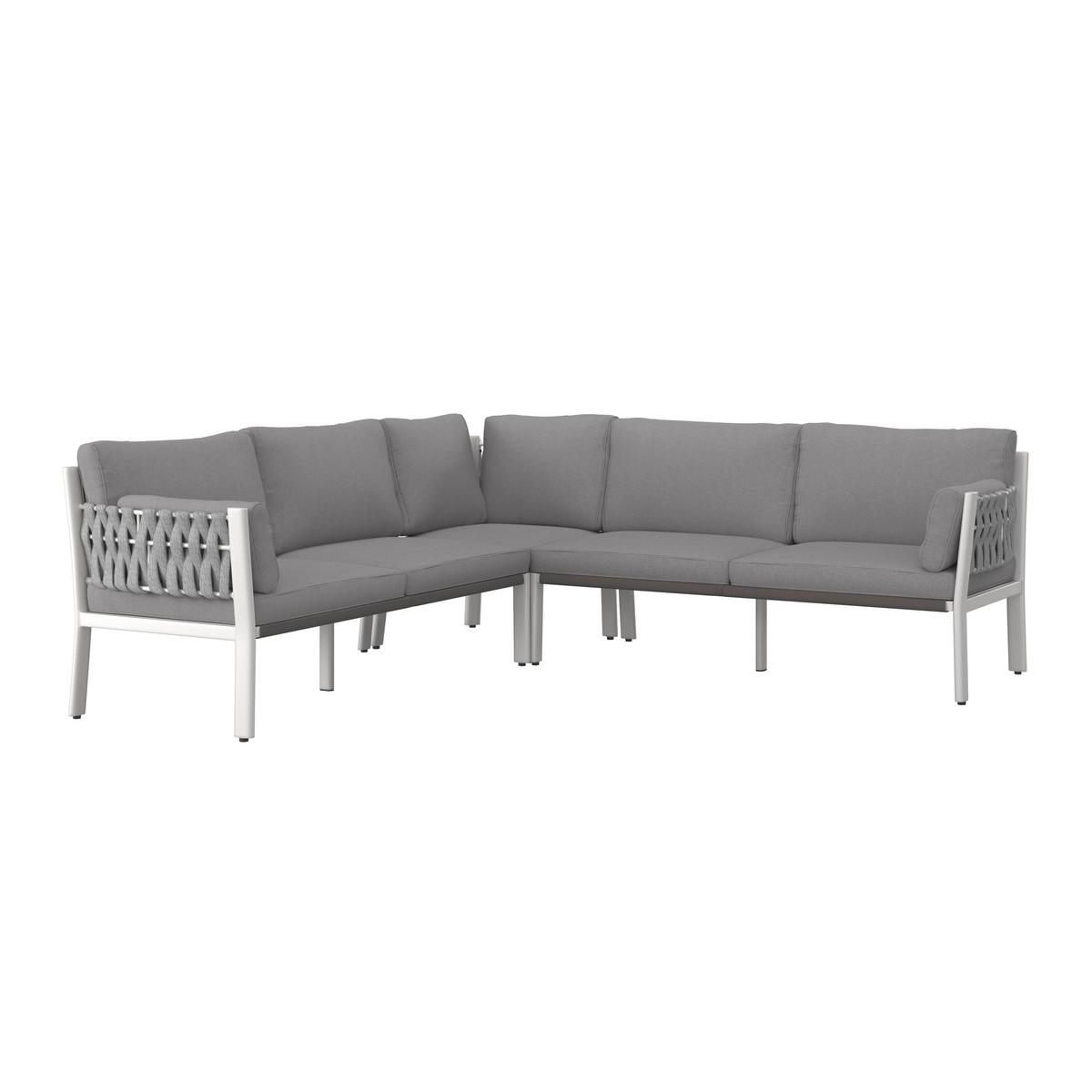 DINING-LOUNGESET ELISA - Weiss/Dunkelgrau, Modern, Kunststoff/Textil (238/74/75cm) - Bessagi Garden