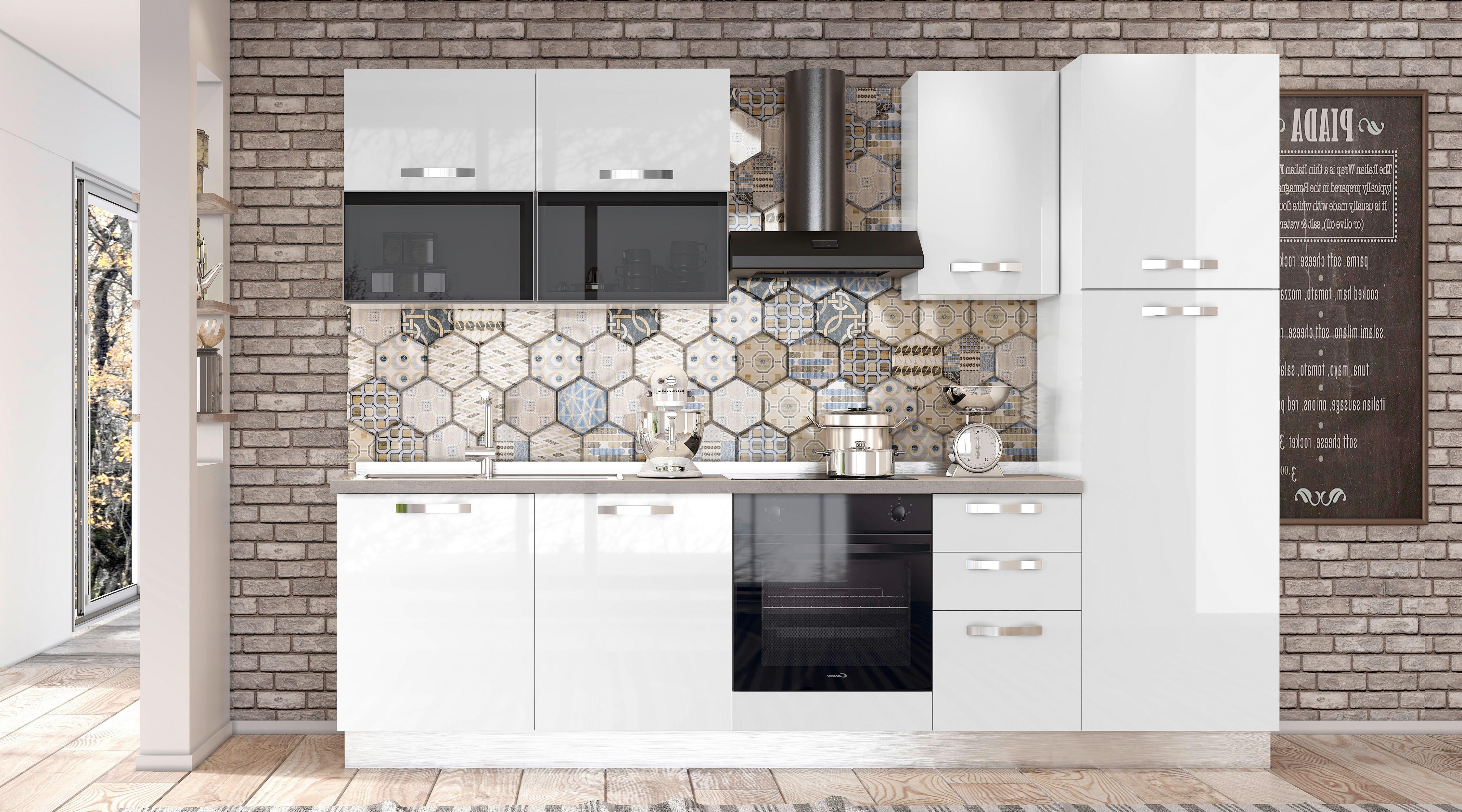 Kuhinjski Blok Vania - bijela/bijela visoki sjaj, Konvencionalno, drvni materijal/metal (285/216/60cm) - Mömax