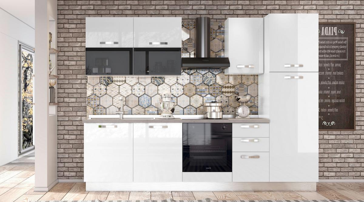 Kuhinjski Blok Vania - bijela/bijela visoki sjaj, Konvencionalno, drvni materijal/metal (285/216/60cm) - Mömax