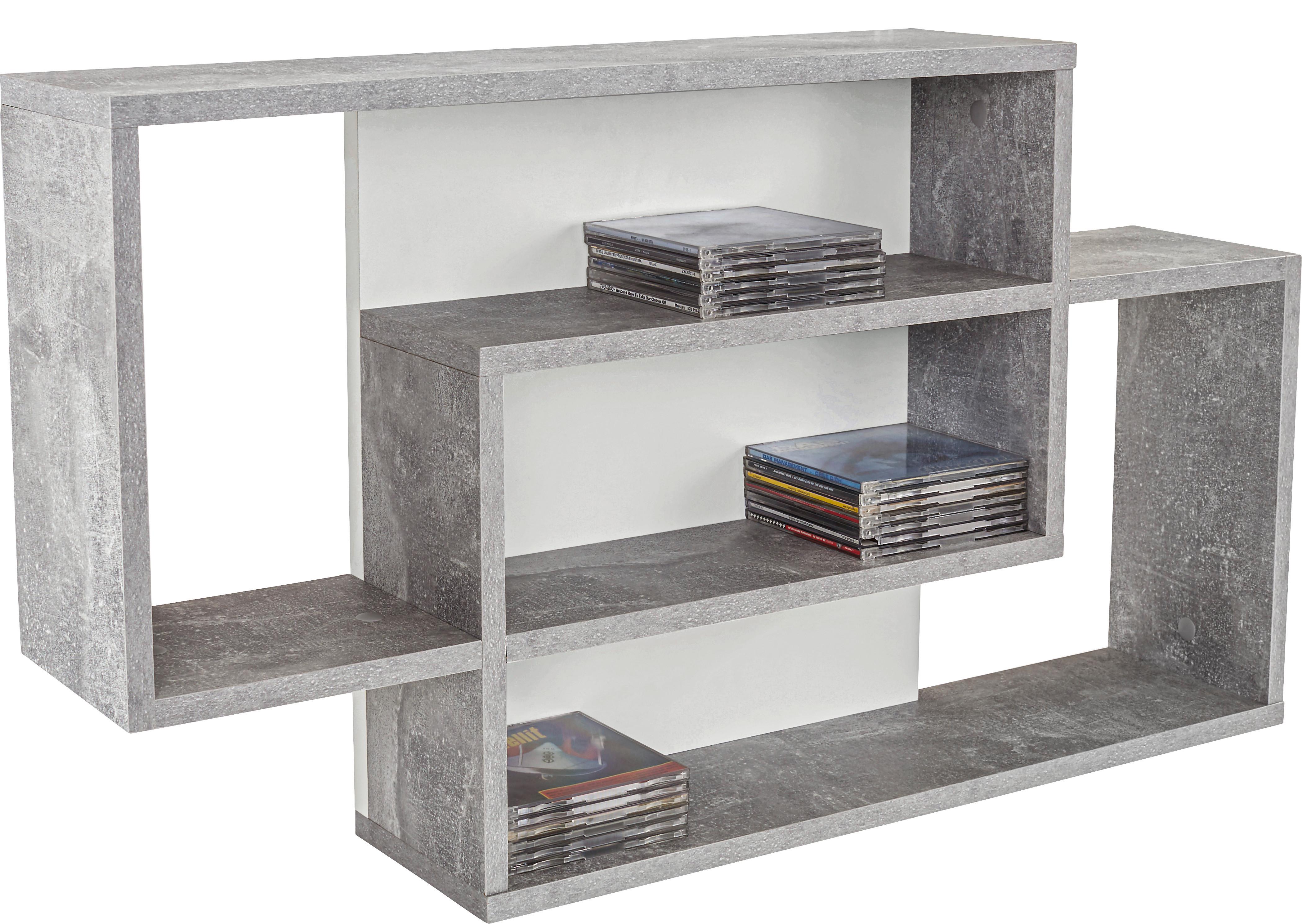 Raft de perete Dream - alb/gri, Modern, material pe bază de lemn (90/48/16cm) - Modern Living