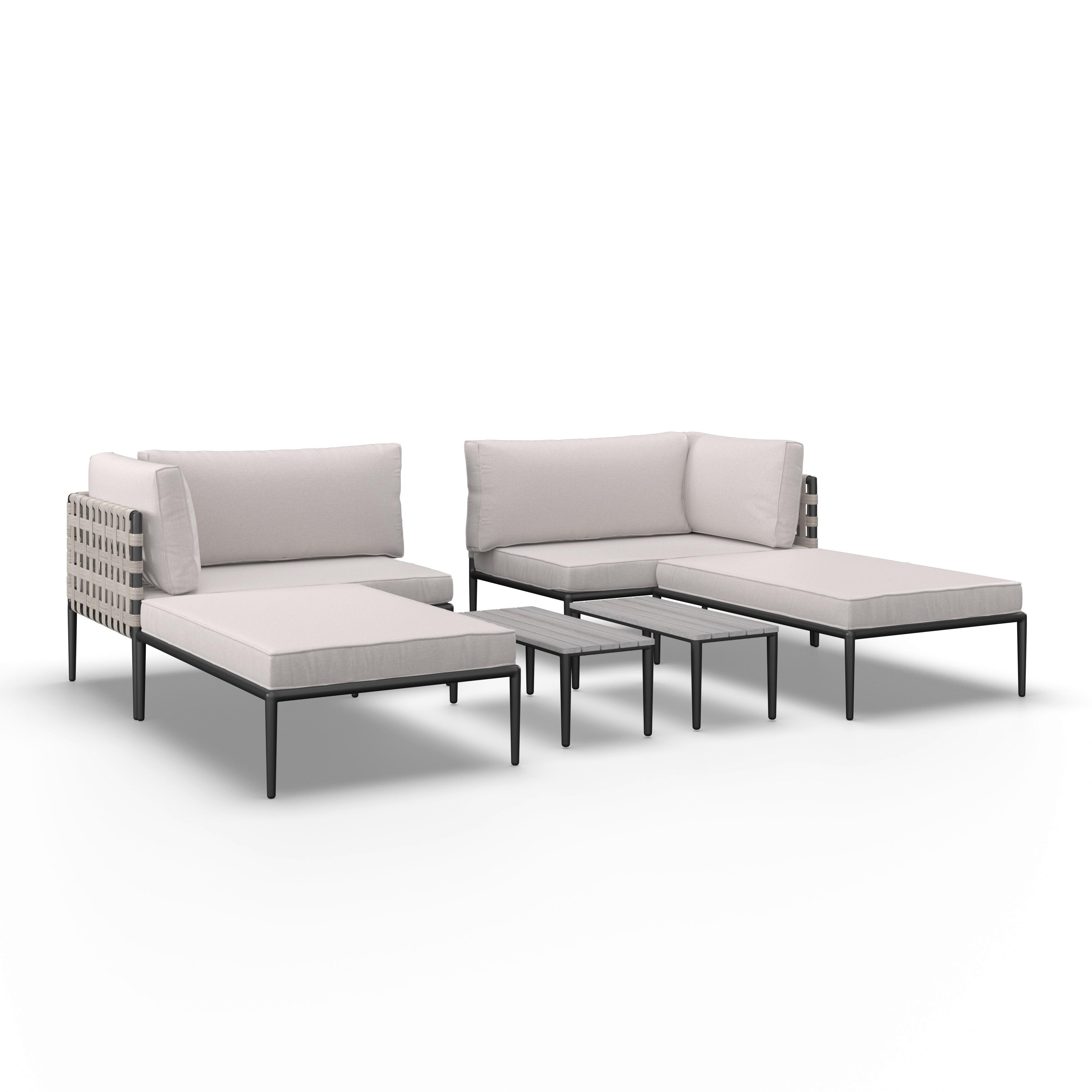 LOUNGEGRUPP ENJA - ljusgrå/grå, Modern, metall/textil (104/60/70cm) - Bessagi Garden