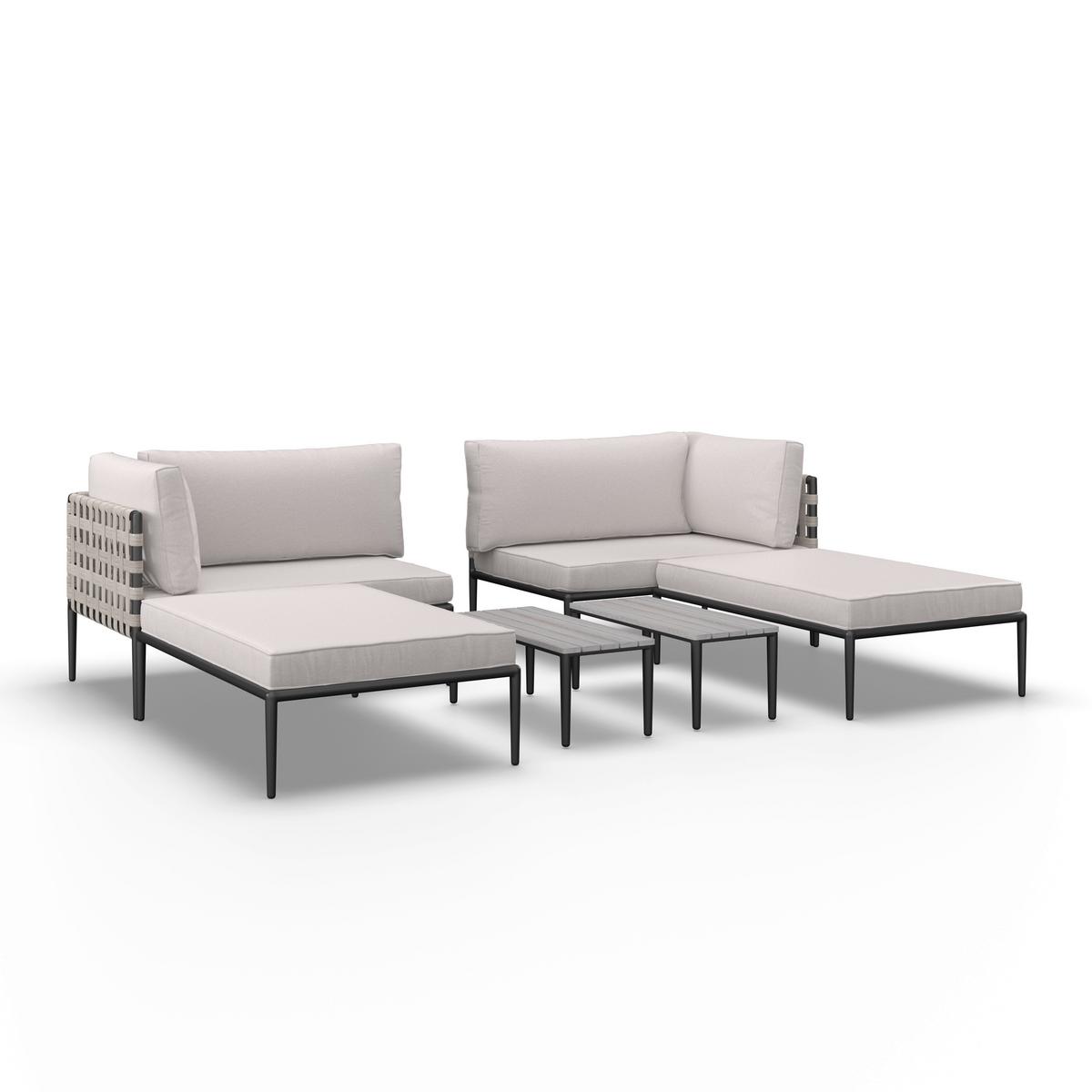 KOMPLET MEBLI TARASOWYCH ENJA - jasnoszary/czarny, Modern, tworzywo sztuczne/metal (104/60/70cm) - Bessagi Garden