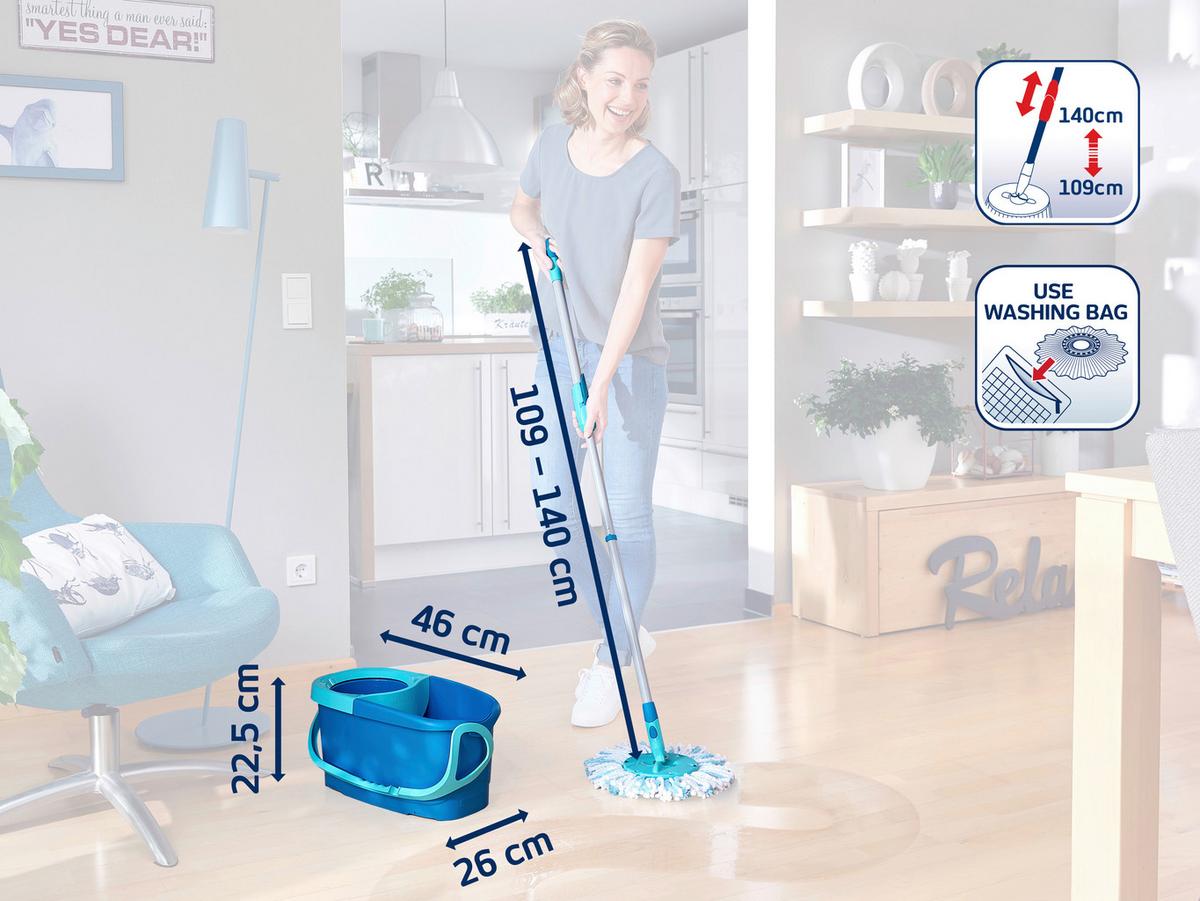 Bodenreinigungsset Leifheit-Clean Twist Disc Mop - Türkis/Weiß, KONVENTIONELL, Kunststoff/Textil (140cm) - Leifheit