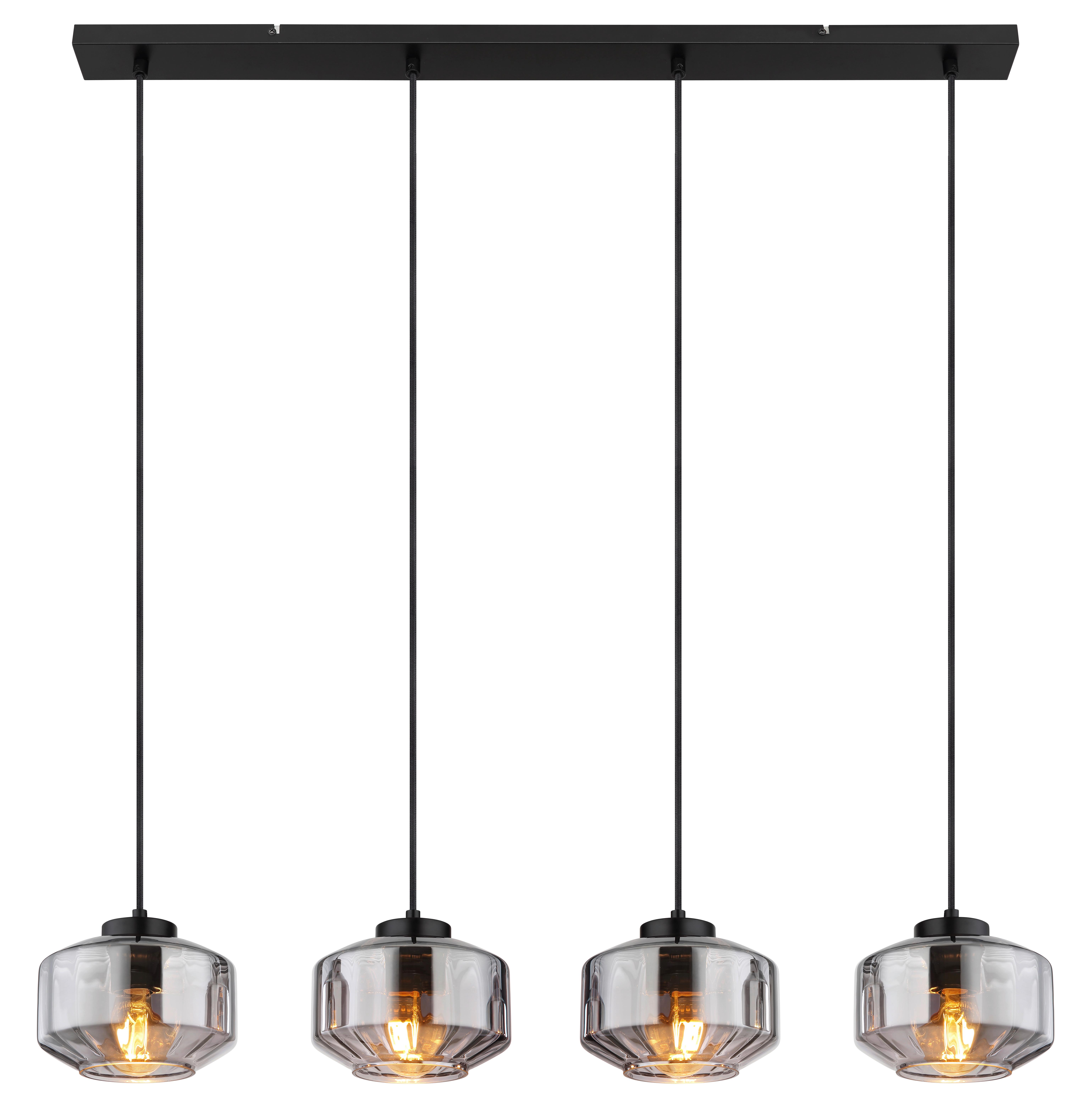Hängeleuchte CHRISTIANA max. 40 Watt - Schwarz, Design, Glas/Metall (96/18/120cm) - Globo