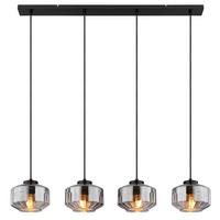 Hängeleuchte CHRISTIANA max. 40 Watt - Schwarz, Design, Glas/Metall (96/18/120cm) - Globo