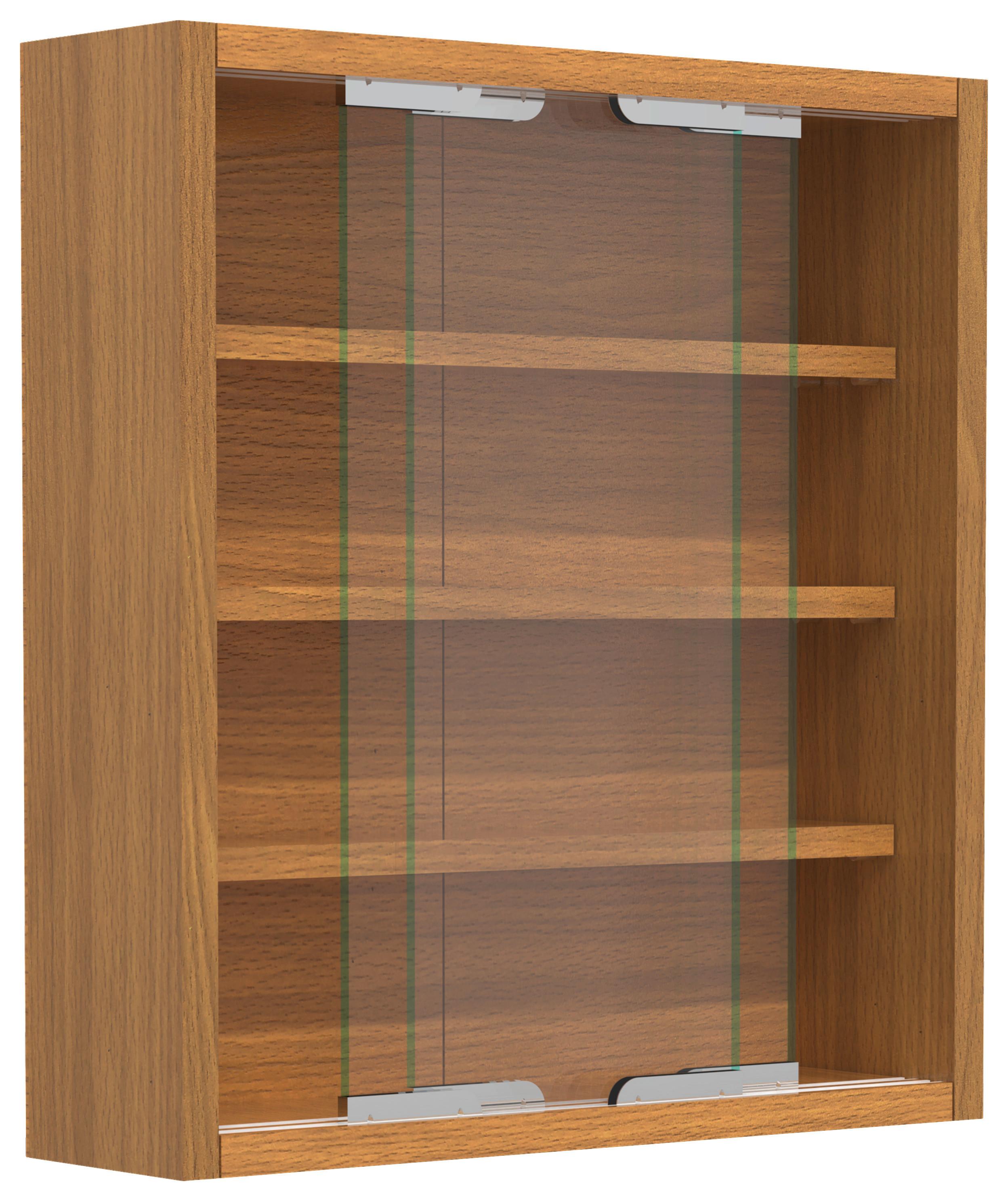 Viseča Vitrina Agisa S, Bukev - srebrne barve/barve bukve, Moderno, steklo/leseni material (37/40/10cm) - MID.YOU