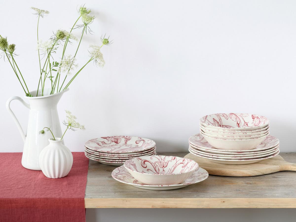 Kombiservice Venecia Weiß/Altrosa, 18-teilig - Altrosa/Weiß, Basics, Keramik (31/30/32cm) - Creatable