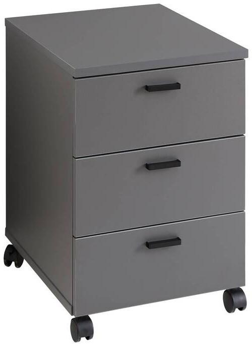 Rollcontainer Glenn Graphitfarben - Graphitfarben/Schwarz, MODERN, Holzwerkstoff/Kunststoff (45/66/55cm) - Mömax