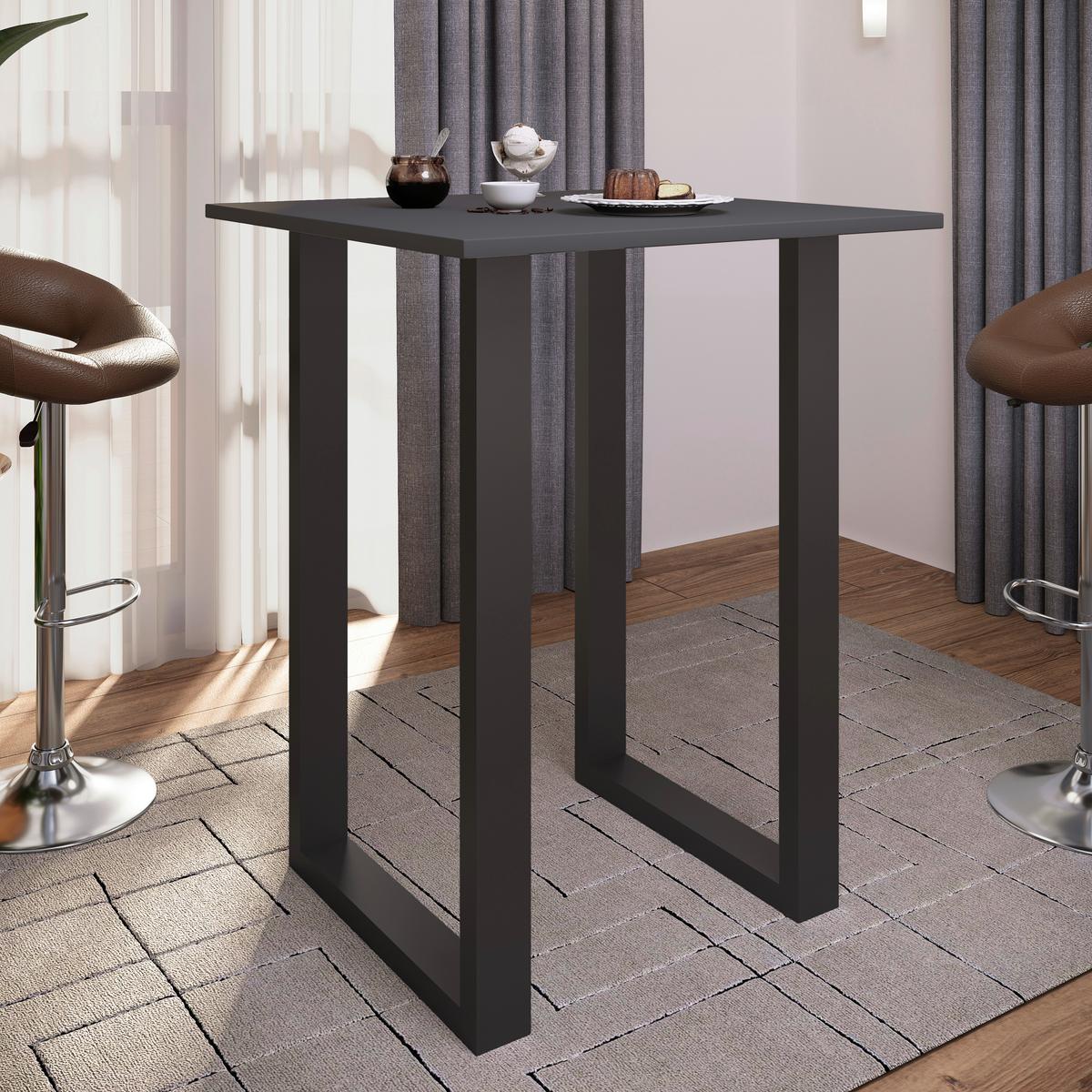 Bartisch XONA Anthrazit/ Schwarz ca.80x102x80cm - Anthrazit/Silberfarben, KONVENTIONELL, Holzwerkstoff/Metall (80/80/102cm)