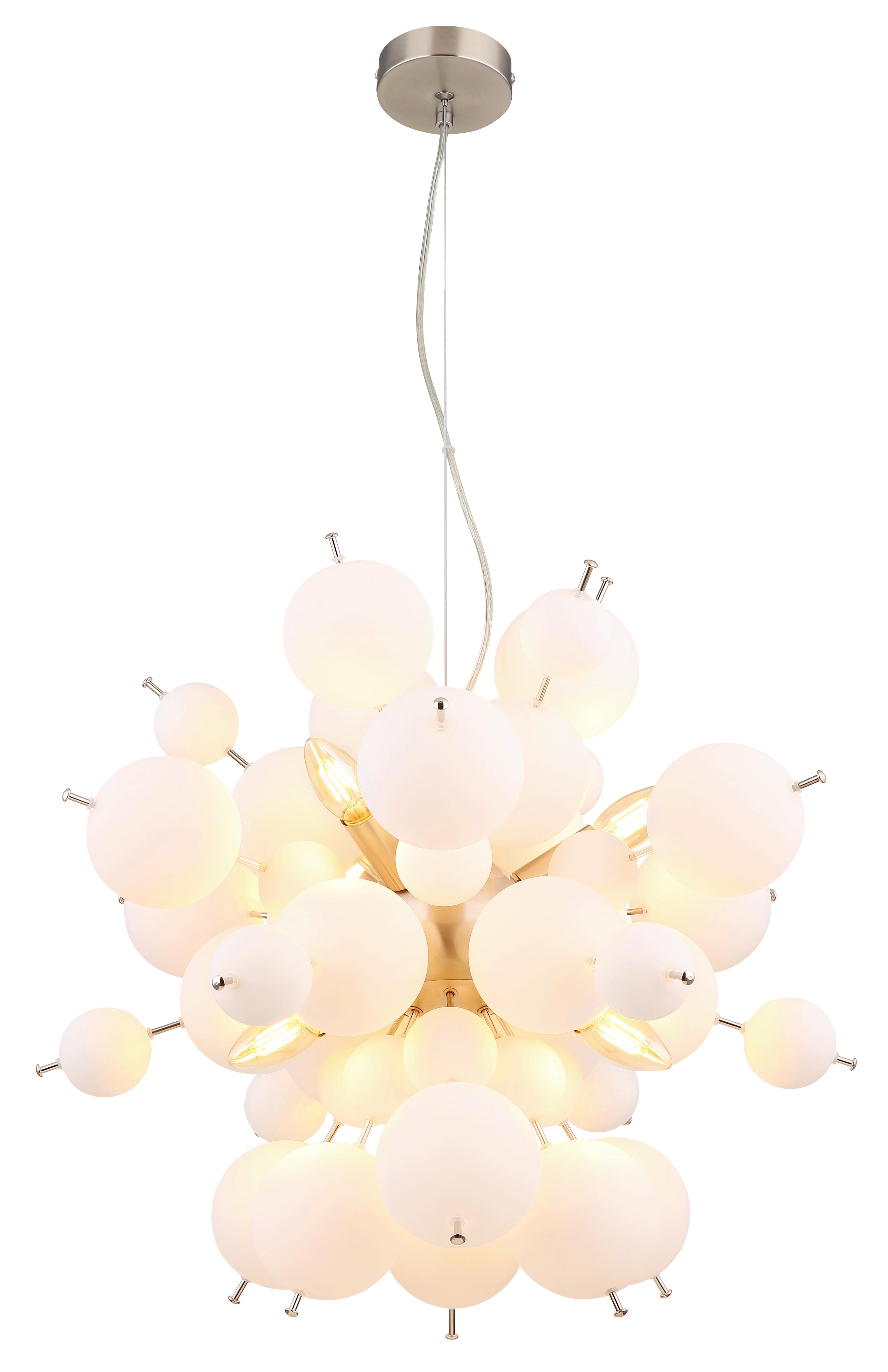 Hängeleuchte Udo Nickelfarben max. 25 Watt - Nickelfarben, Design, Glas/Metall (55/150cm) - Globo