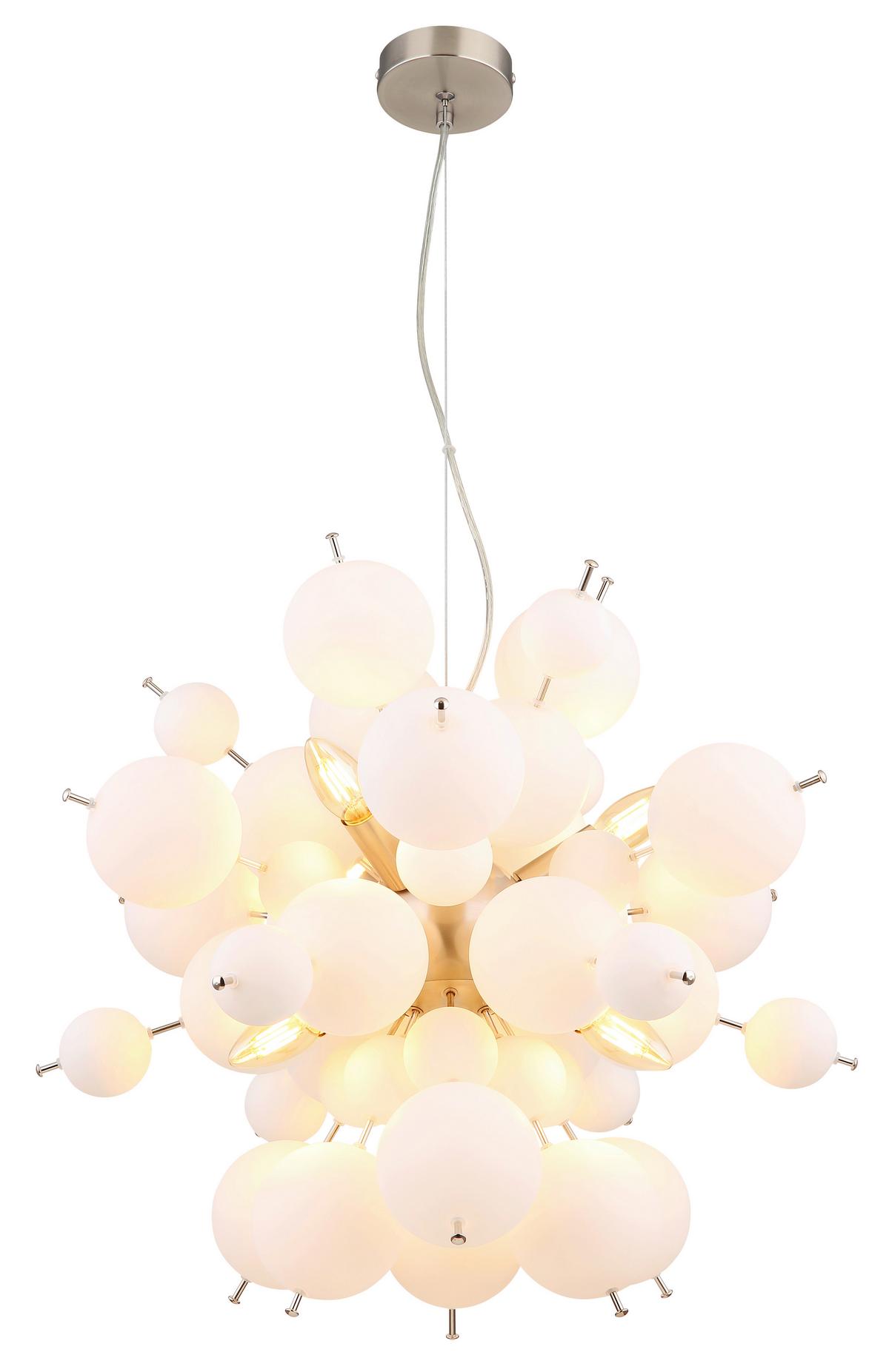Hängeleuchte Udo Nickelfarben max. 25 Watt - Nickelfarben, Design, Glas/Metall (55/150cm) - Globo
