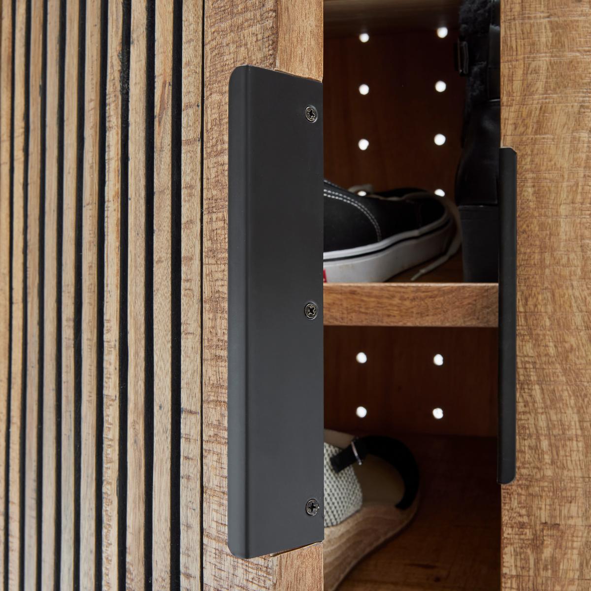 Schuhschrank Everest Naturfarben - Schwarz/Naturfarben, Natur, Holz/Metall (88/130/40cm) - Mömax