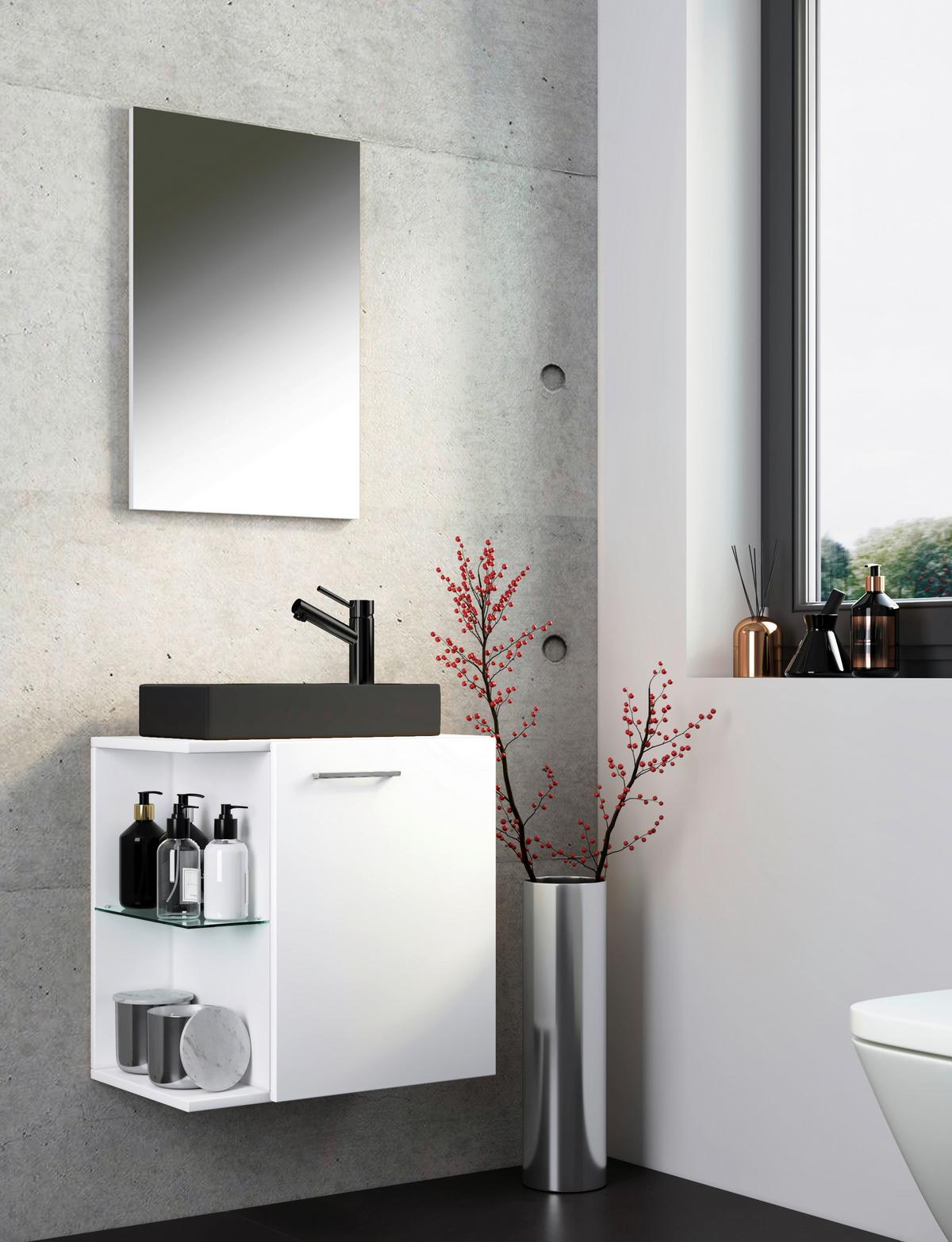 Kopalnica Hausa, Bela, Črna, 3-Delna - črna/bela, Moderno, kovina/steklo (52cm) - MID.YOU