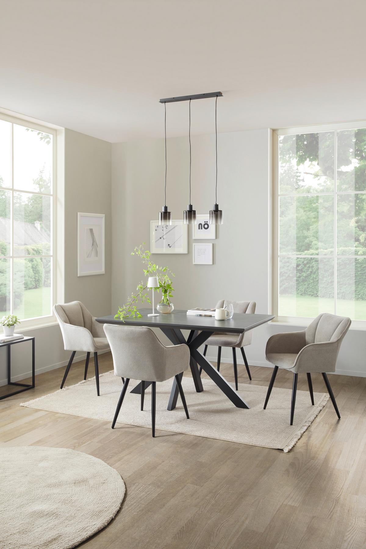 Jedilna Miza Steve 2, Črna, 140x90 Cm - črna, Moderno, kovina/leseni material (140/76/90cm)