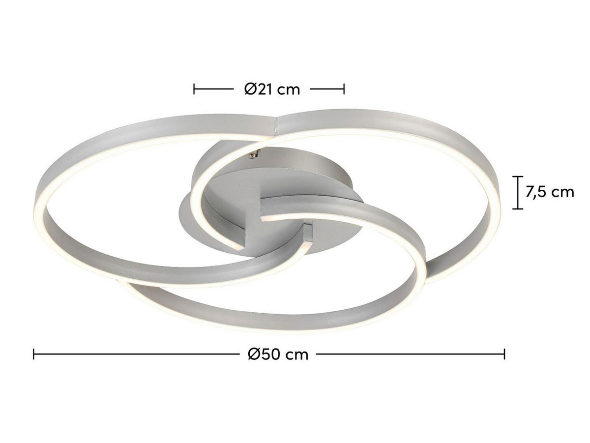 LAMPA SUFITOWA LED KERSTIN - kolor srebrny, Trend, tworzywo sztuczne/metal (50/7,5cm) - Novel