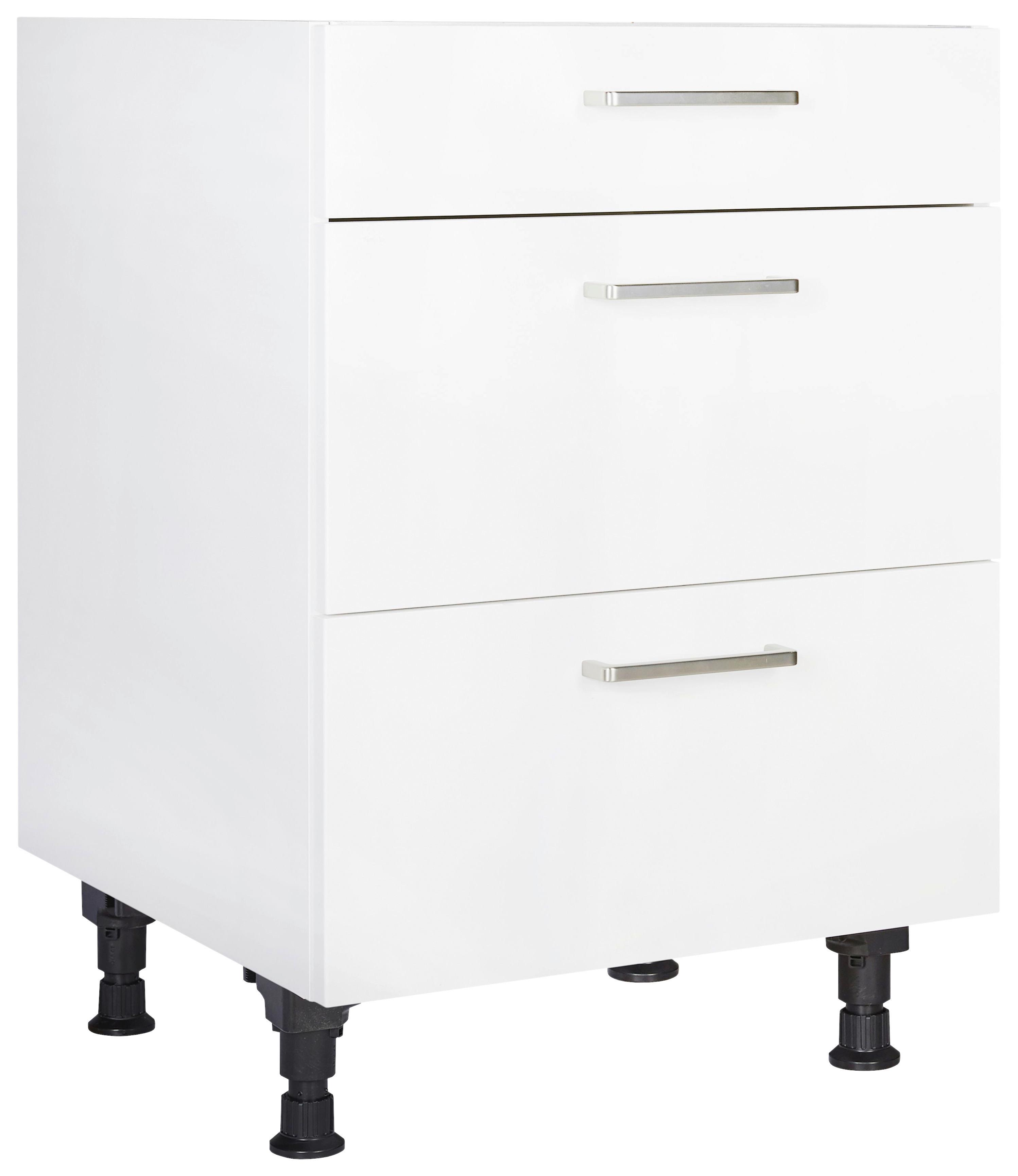 Kochfeldumbauschrank Touch Weiß - Edelstahlfarben/Weiß, MODERN, Holzwerkstoff/Metall (60/87/56cm) - Nobilia