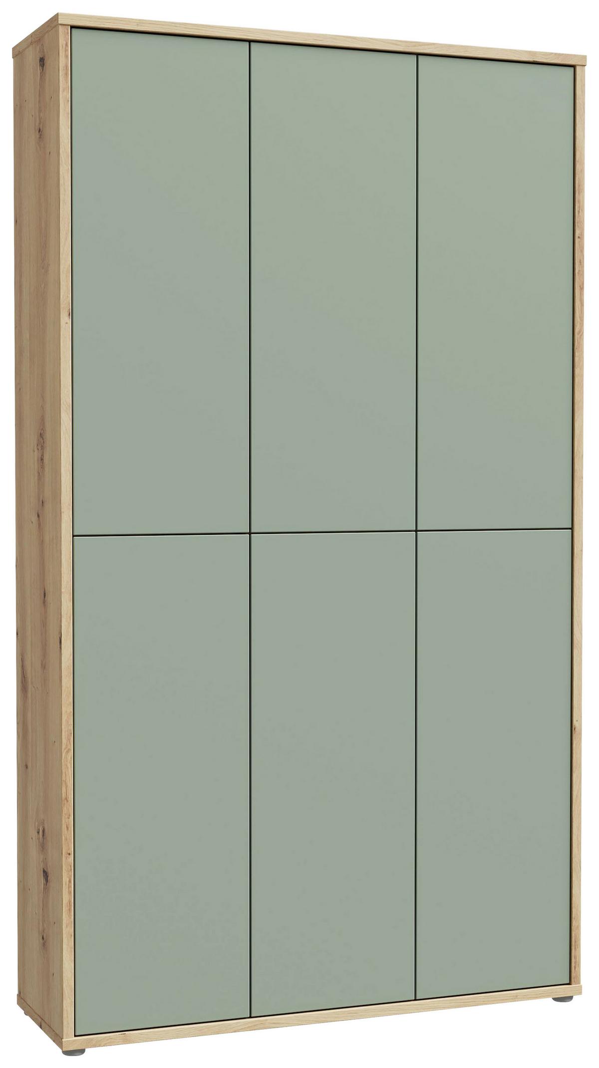Dulap pentru pantofi ALICE - verde salvie/stejar Artisan, Modern, material pe bază de lemn (109,2/191,9/34,9cm) - Modern Living