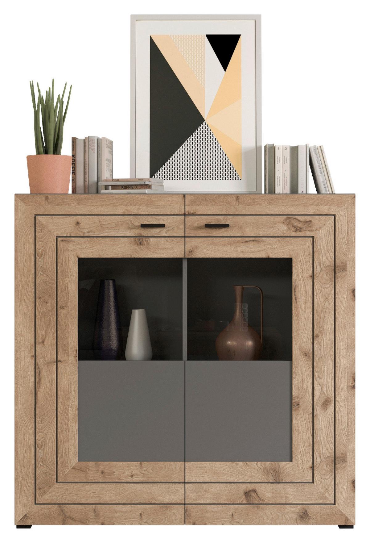 Dnevni Regal Freno, Barva Hrasta, Siva - Konvencionalno, kovina/umetna masa (350/195/40cm) - MID.YOU