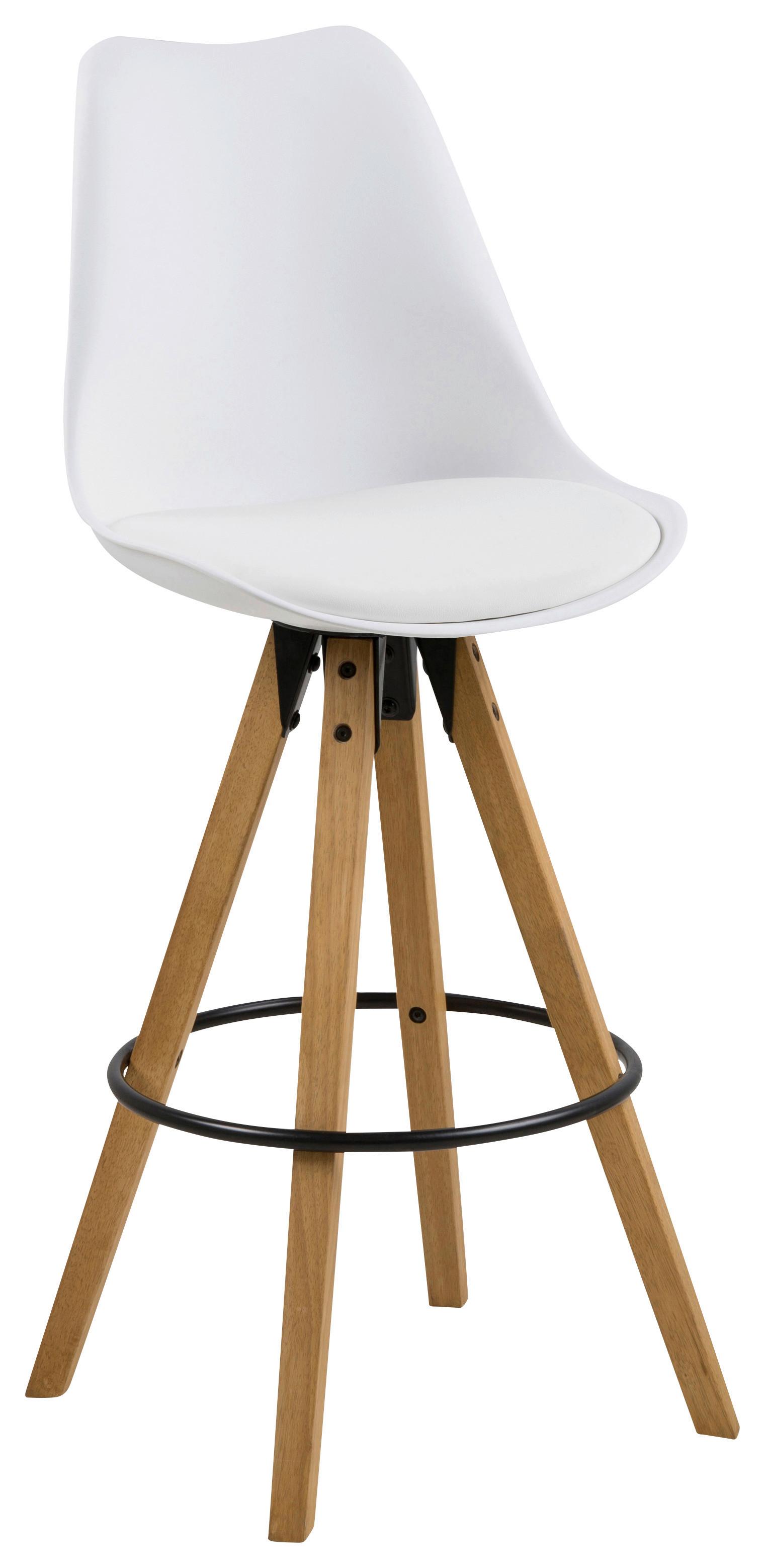 STOŁEK BAROWY DIMA - kolor dębowy/biały, Design, tworzywo sztuczne/metal (48/112/56cm) - Carryhome