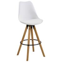 STOŁEK BAROWY DIMA - kolor dębowy/biały, Design, tworzywo sztuczne/metal (48/112/56cm) - Carryhome