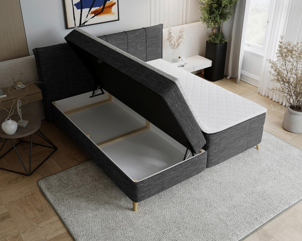 Boxbett Veloria Schwarz ca. 180x200cm - Schwarz, KONVENTIONELL, Textil/Metall (180/200cm) - Based