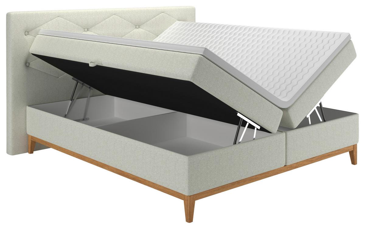 Boxspring Ágy Hout 180 - bézs, Modern, faalapú anyag/textil (180/200cm)