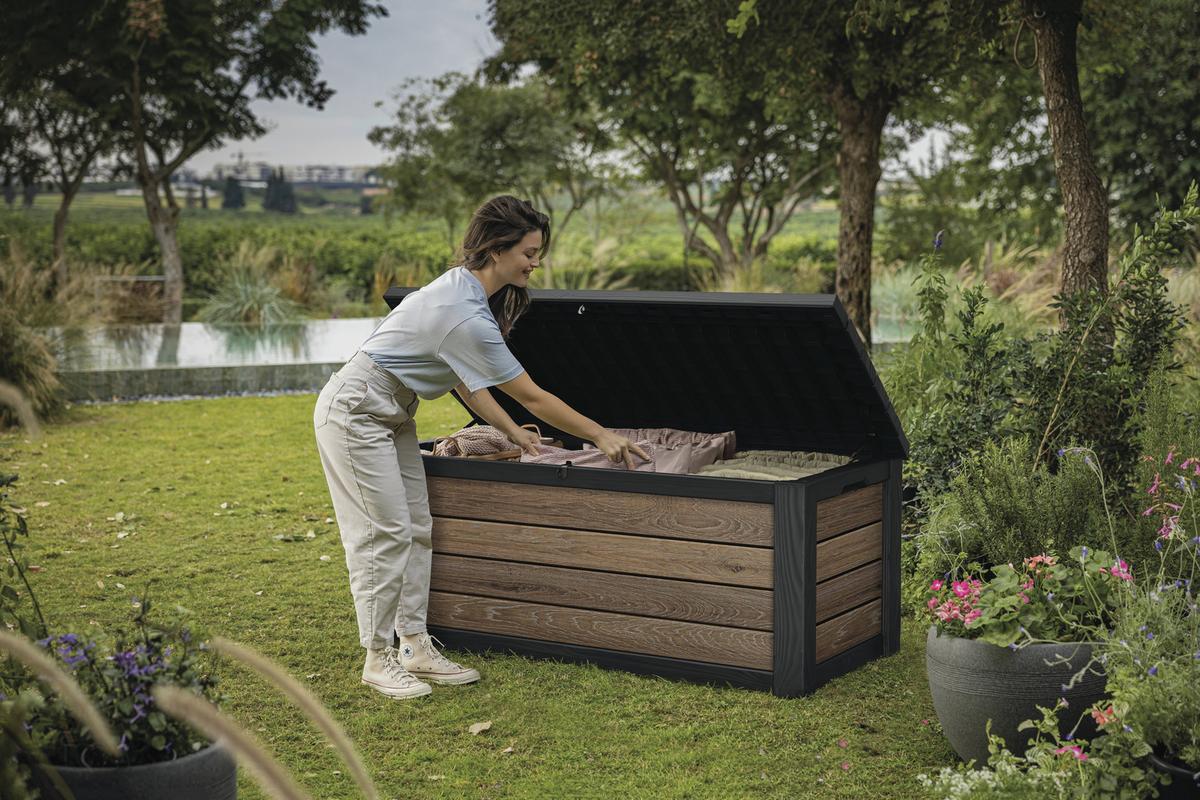 Kissenbox Anthrazit/Braun - Anthrazit/Braun, MODERN, Kunststoff (72/64/155cm) - Gardenson