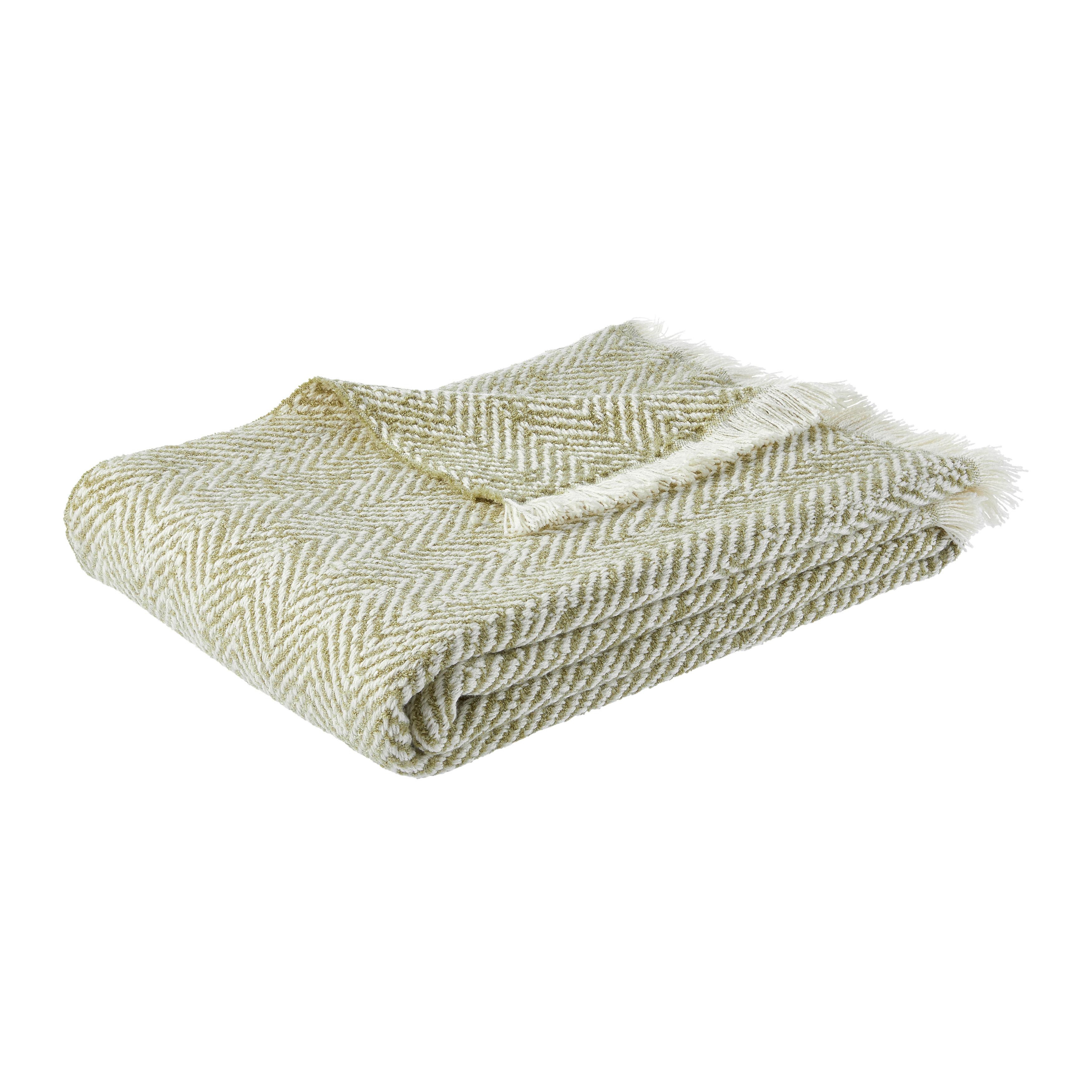 Puha Takaró Chevron 130/170 - fehér/zöld, Modern, textil (130/170cm) - Modern Living