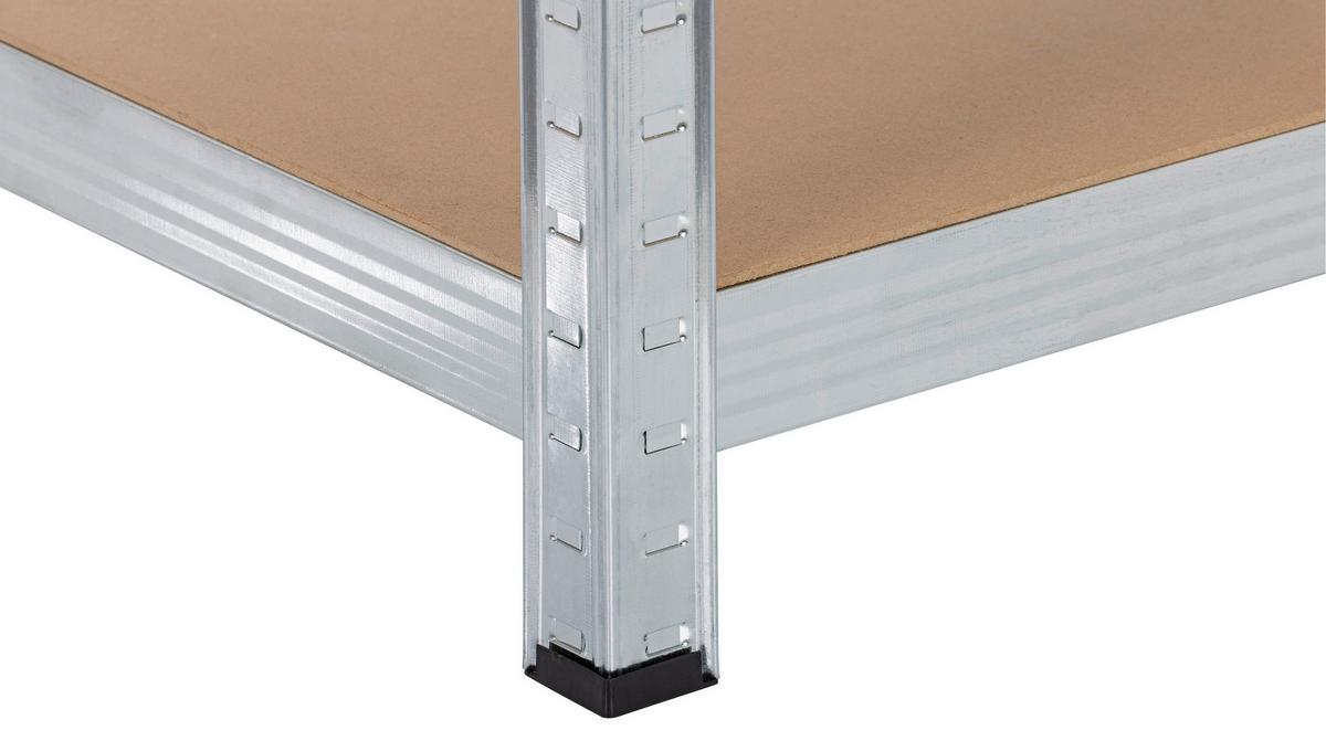 Schwerlastregal Easymaxx Silberfarben/Hellbraun - Hellbraun/Silberfarben, KONVENTIONELL, Holzwerkstoff/Kunststoff (40/90/180cm)