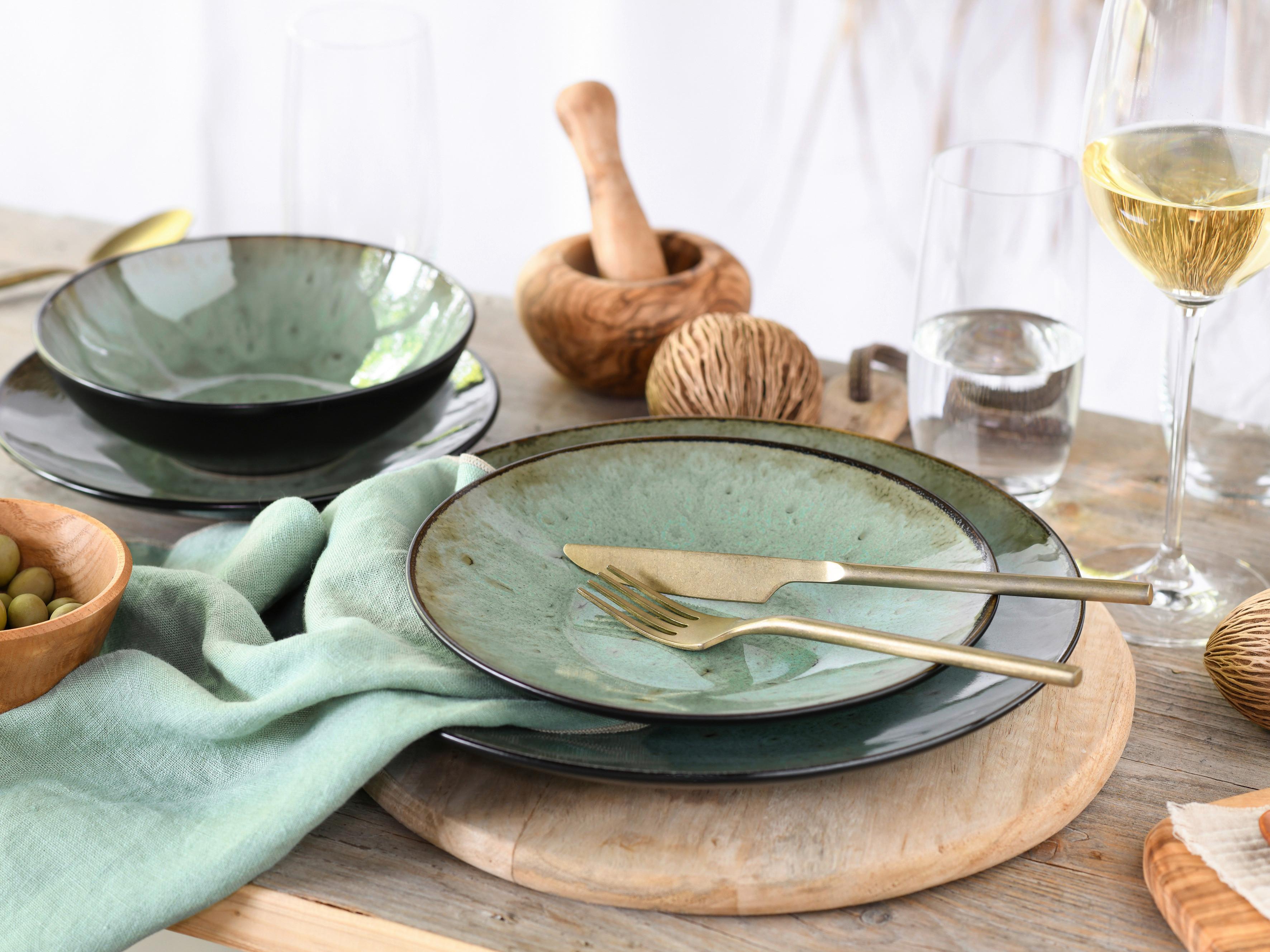 SERWIS OBIADOWO-ŚNIADANIOWY SHIRE - różnokolorowy, Trend, ceramika (40/26/31cm) - Creatable