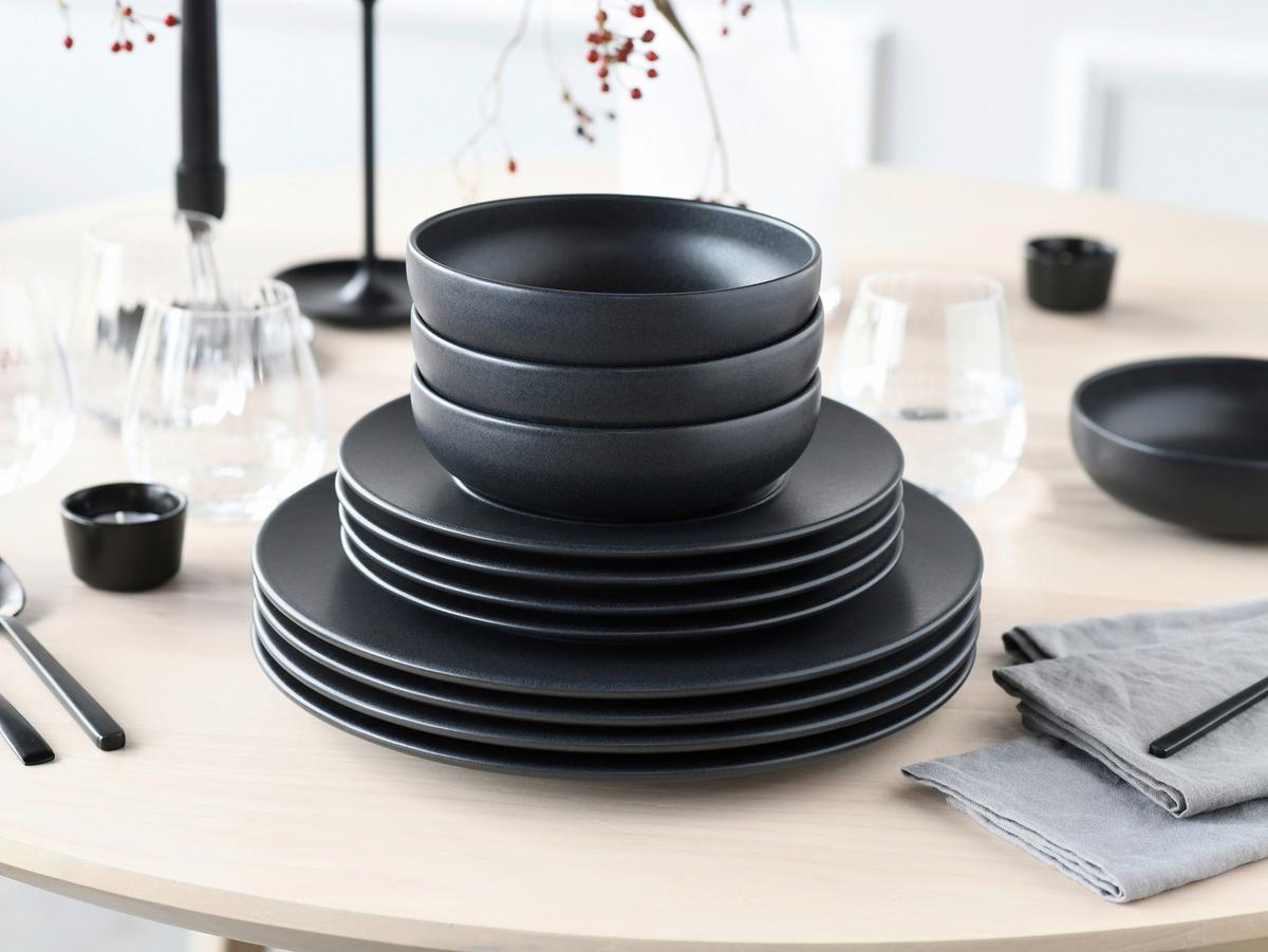 Jedilni Servis Unico Black, 12-Delni - črna, Basics, keramika - Creatable