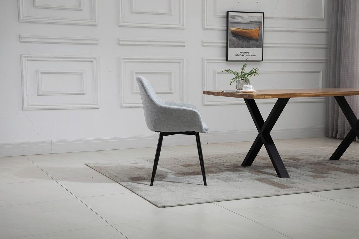 Set Naslanjačev Lena, Svetlo Siva, 2-Delni - črna/svetlo siva, Moderno, kovina/tekstil (64/86/59cm) - Livetastic