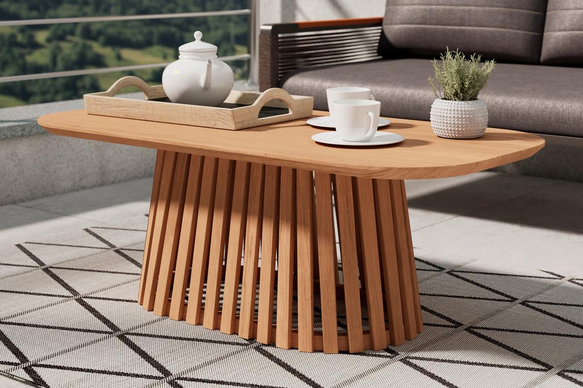 STÓŁ TARASOWY SORRENTO - kolor akacjowy/kolor drewna tekowego, Modern, drewno (100/35/50cm) - Ambia Garden