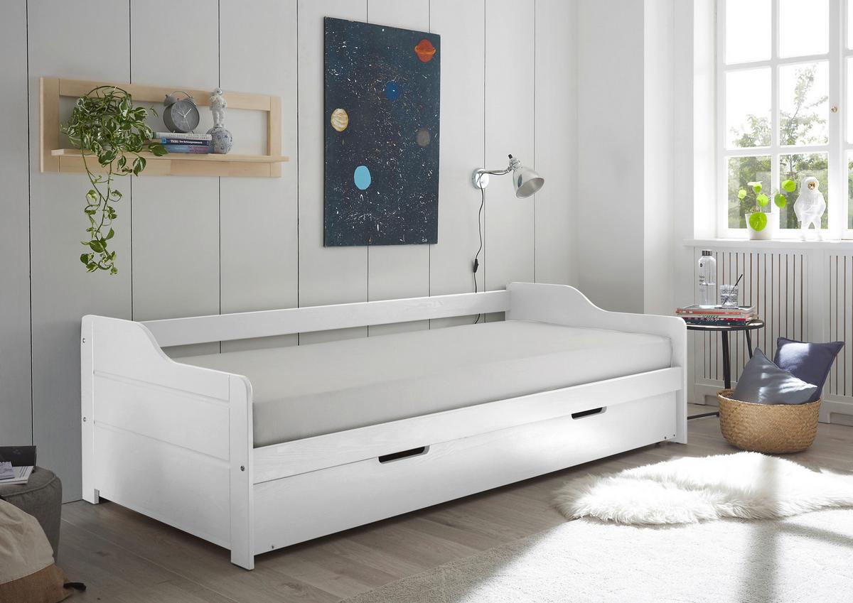 Krevet Na Izvlačenje Jesse - bela/prirodna boja, Konvencionalno, drvo/pločasti materijal (90/200cm)