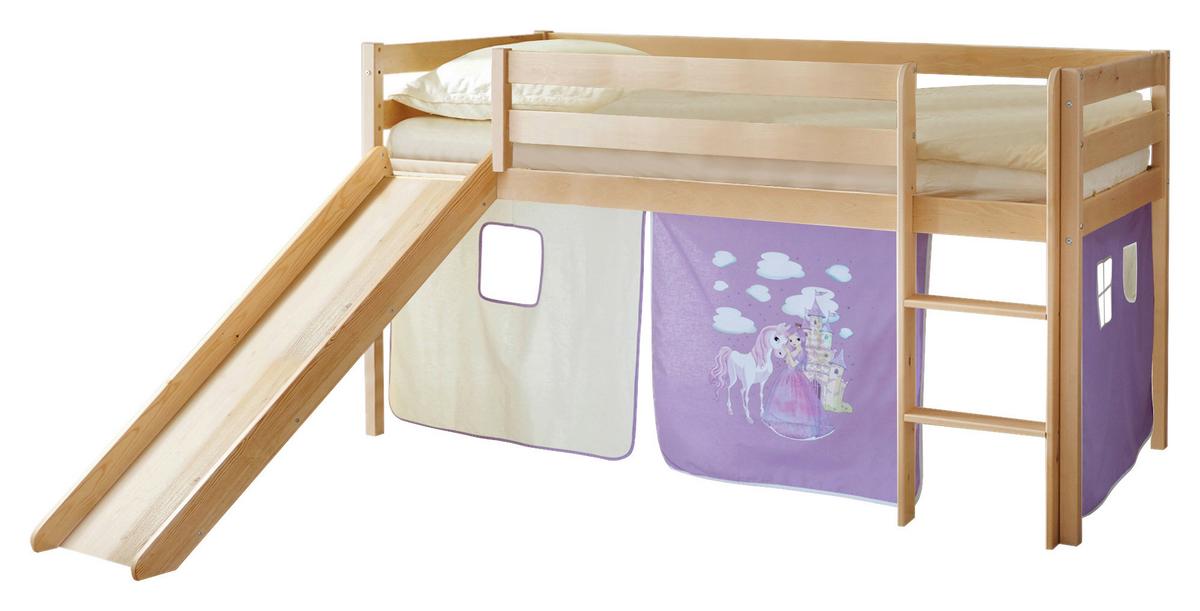 Igralna Postelja Manuel, 90x200, Lila, Tobogan - barve bora/barve bezga, Natur, les (90/200cm) - MID.YOU