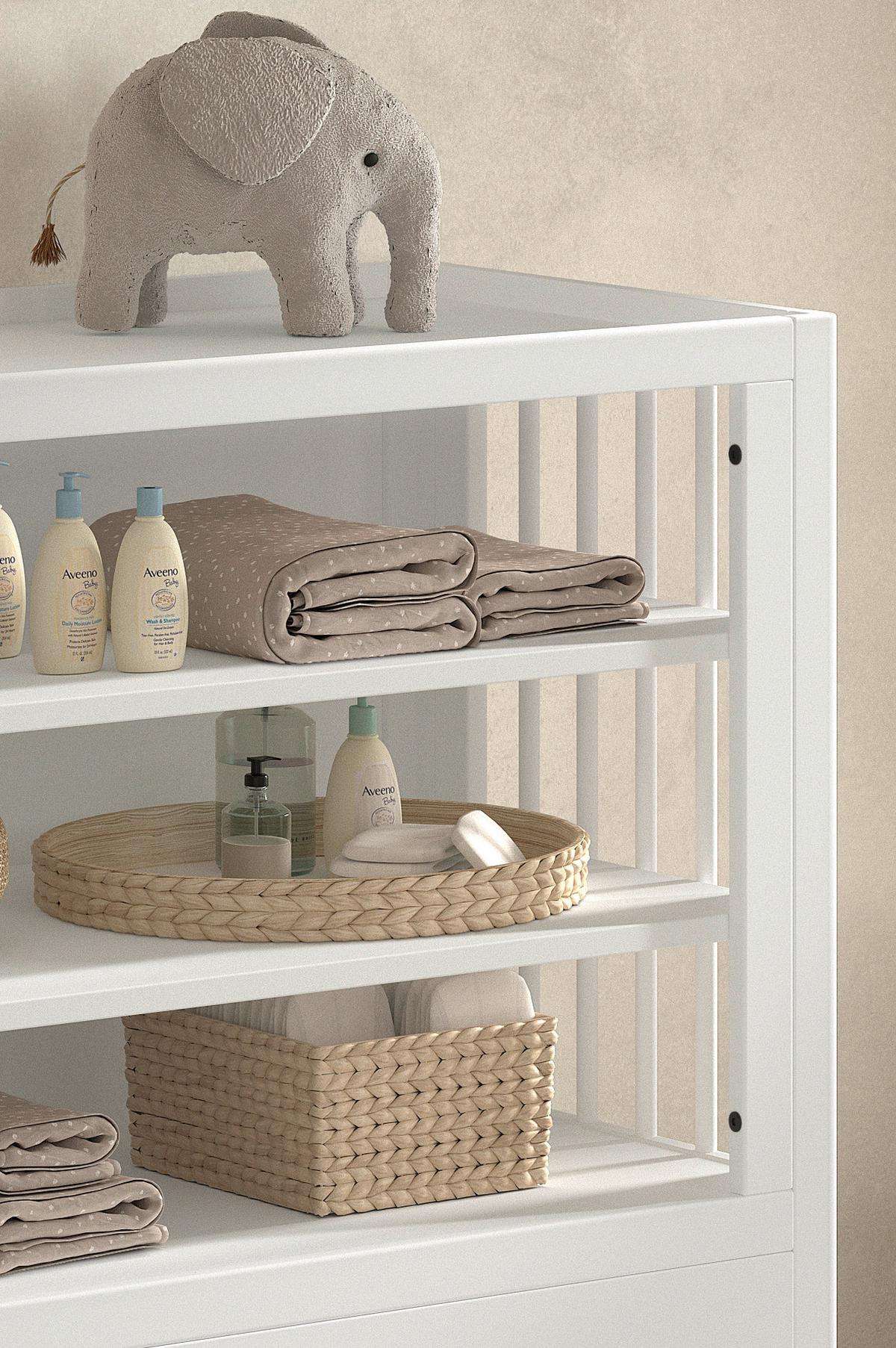 Wickeltisch FORREST Weiß ca.100x95x55cm Echtholz Buche - MODERN, Holz (100/95/55cm) - Vipack