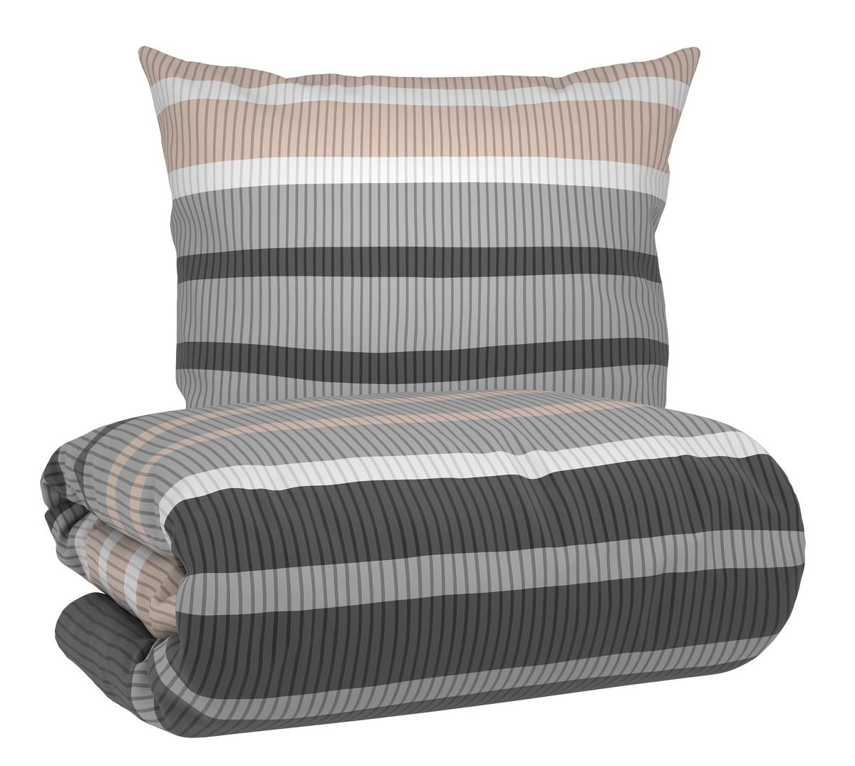 Bettwäsche Streif XL Schwarz/Beige ca. 155x220cm - Beige/Schwarz, KONVENTIONELL, Textil (155/220cm) - Mömax