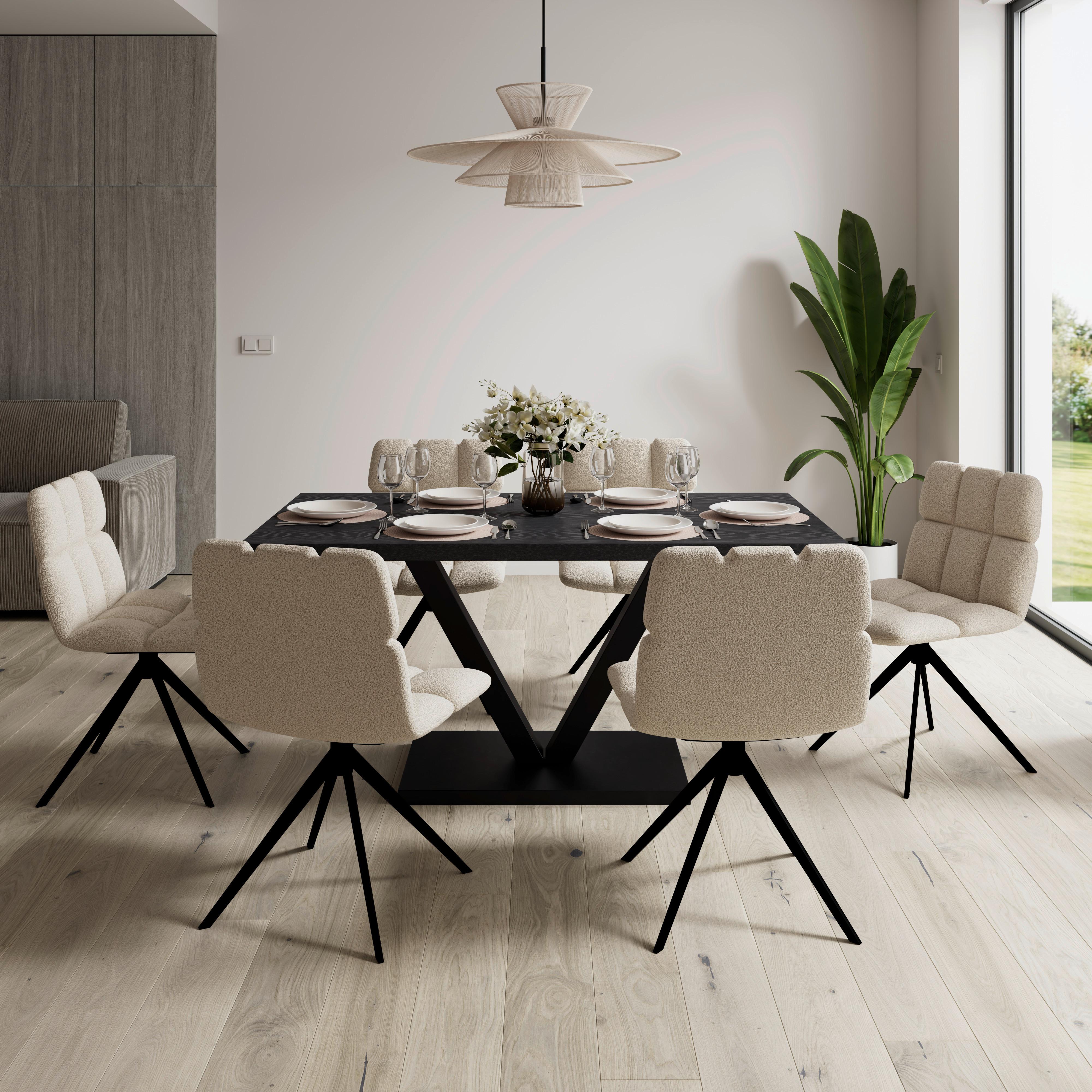 STOL MALU - beige/svart, Modern, metall/textil (53/68/83cm) - Bessagi Home