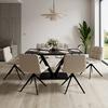 STOL MALU - beige/svart, Modern, metall/textil (53/68/83cm) - Bessagi Home