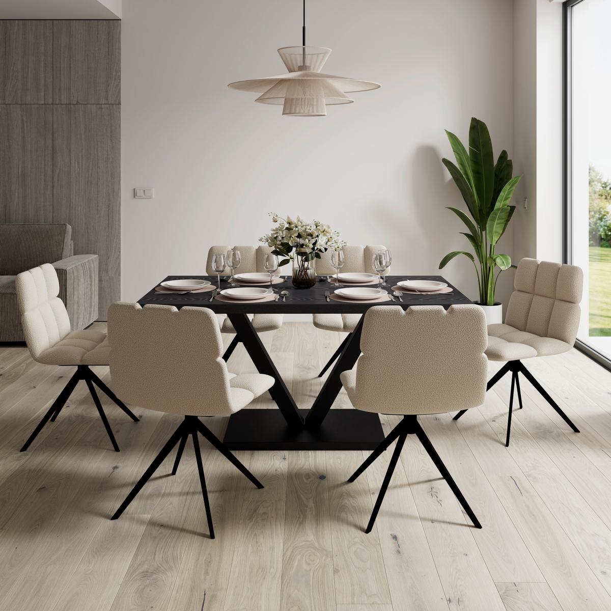 Jedilna Miza Loca, Črna, 160x90 - črna, Moderno, kovina/leseni material (160/76/90cm) - Bessagi Home