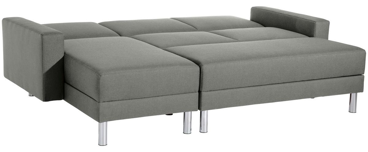 ECKSCHLAFSOFA JUST FASHION - Chromfarben/Hellgrau, KONVENTIONELL, Textil/Metall (152/230cm) - Max Winzer