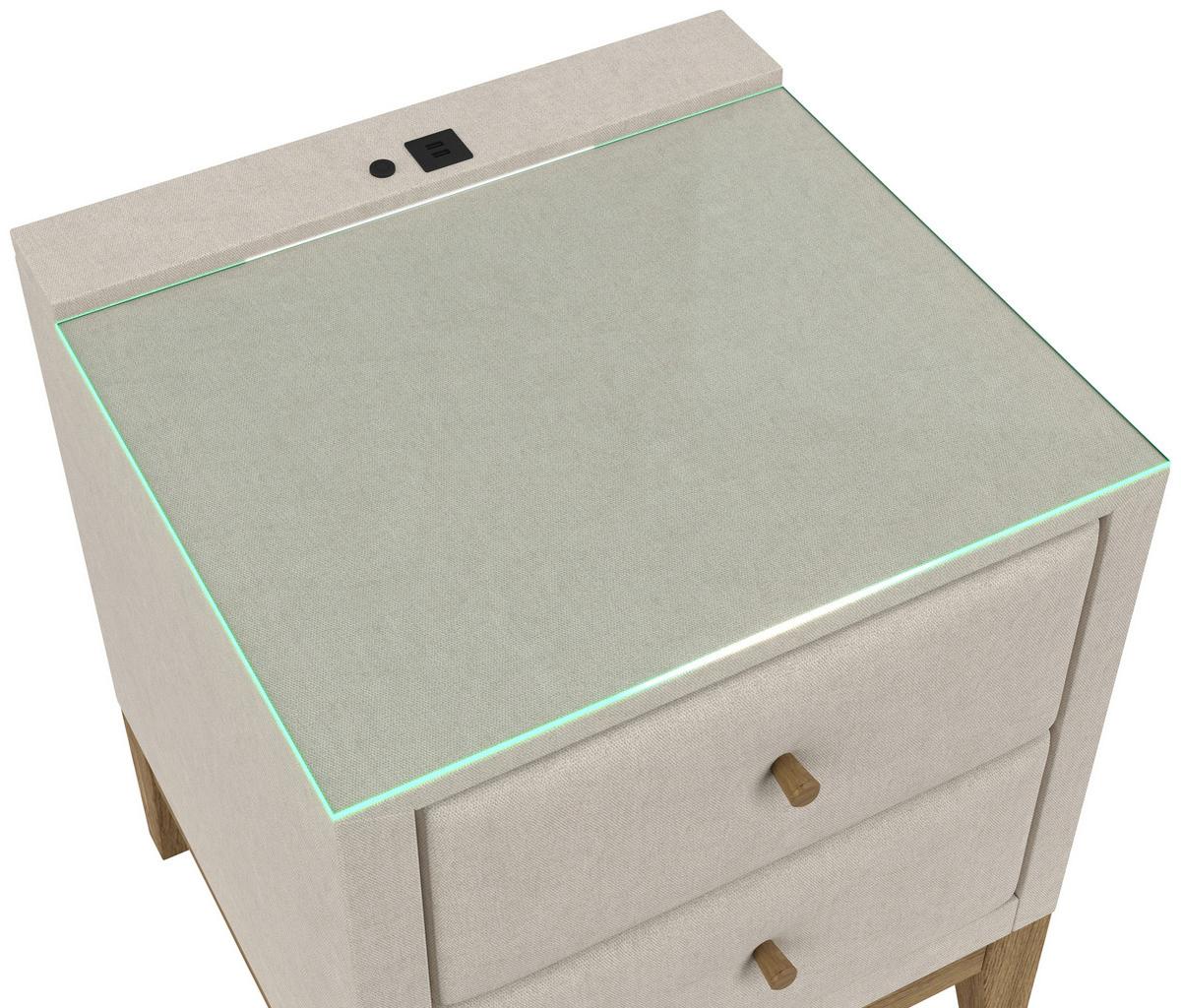 Nachtkästchen Elena Creme - Creme, KONVENTIONELL, Glas/Holz (48/68/45cm) - Sembella