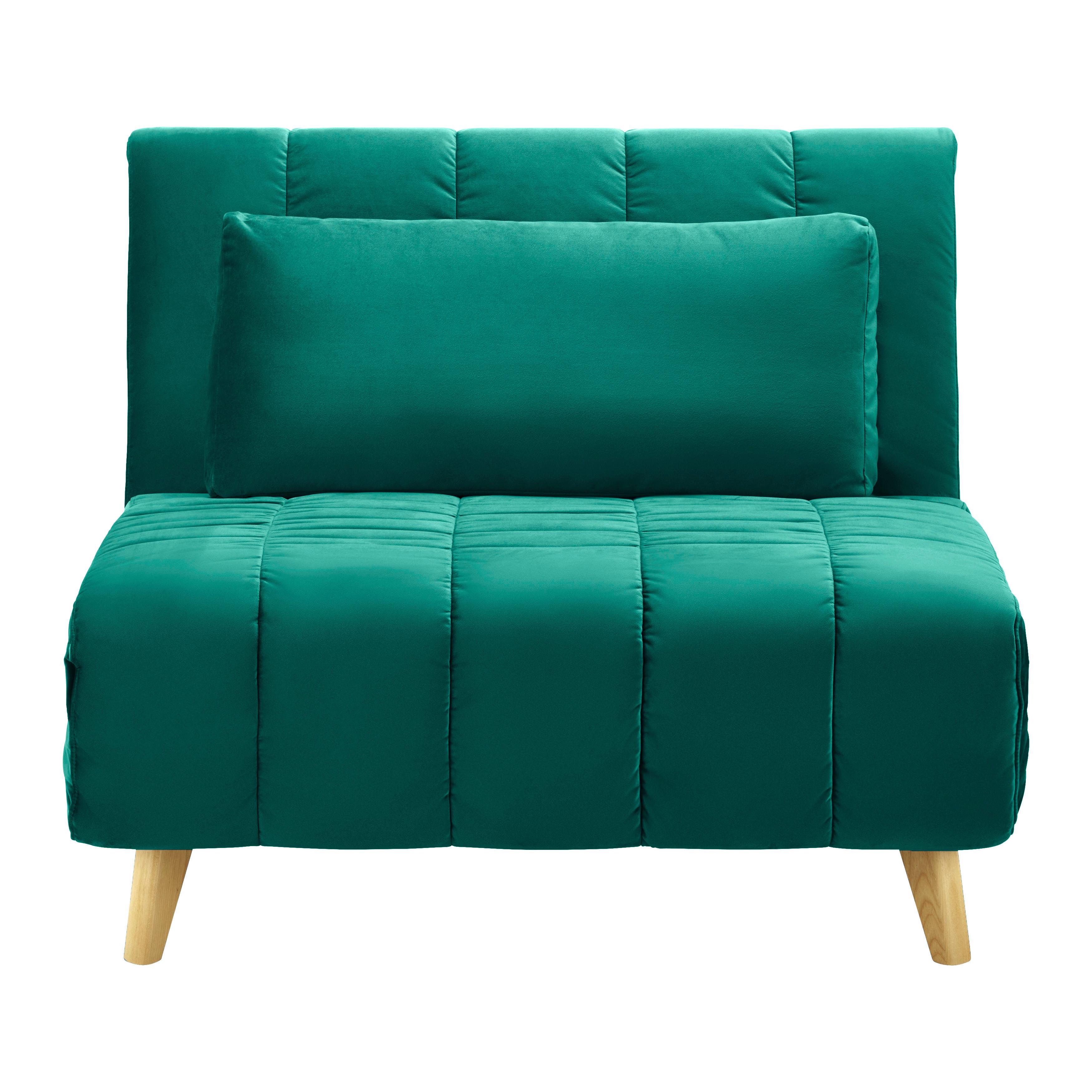 Schlafsessel Levin Grün Samt - Naturfarben/Grün, MODERN, Holz/Textil (103/94/82cm) - Bessagi Home