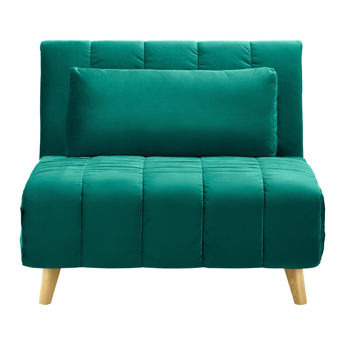 Schlafsessel Levin Grün Samt - Naturfarben/Grün, MODERN, Holz/Textil (103/94/82cm) - Bessagi Home